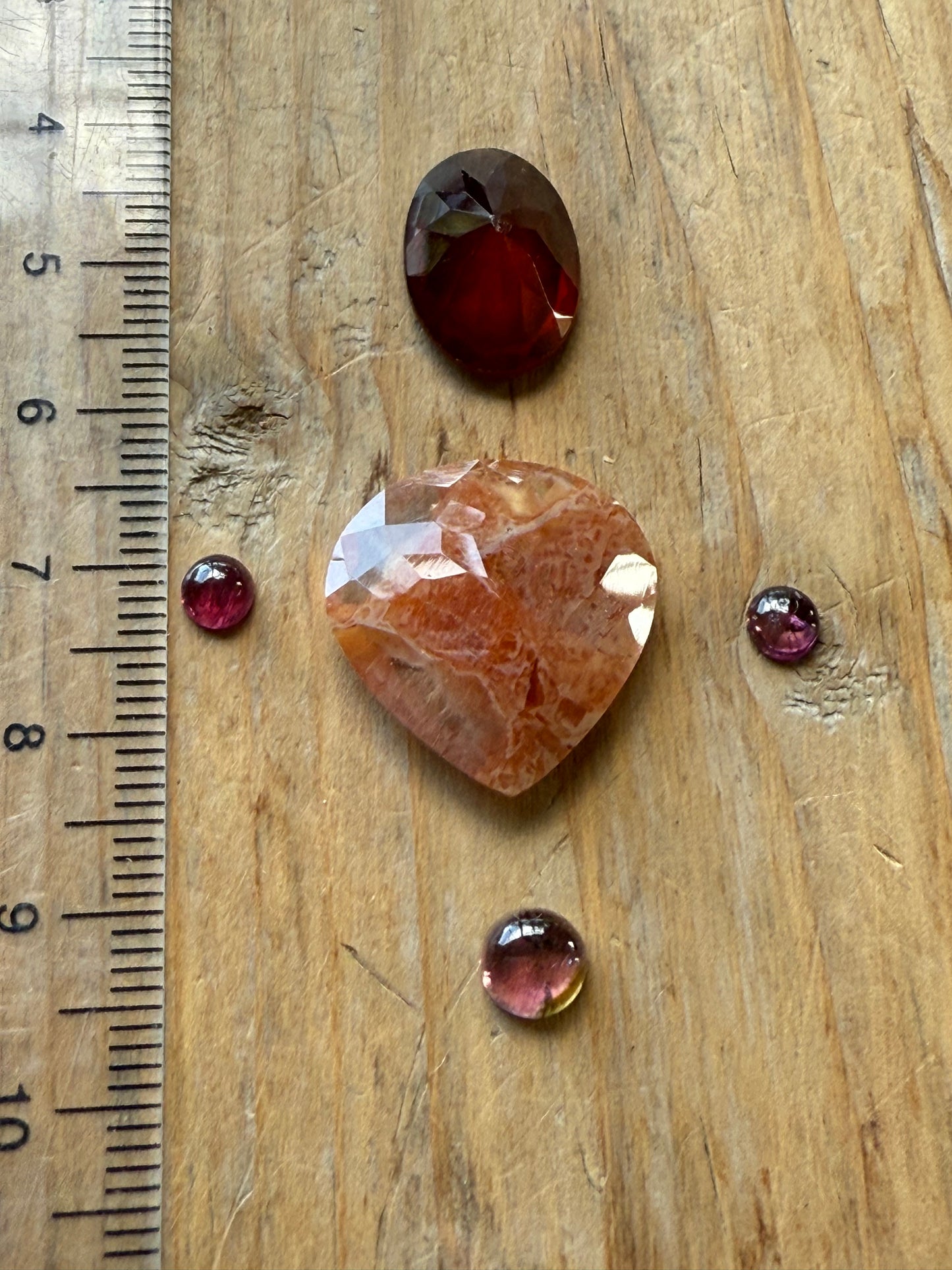 Gemstone Collection 505: Red Inclusion Quartz, Hessonite, Rainbow Tourmaline - 26 CT