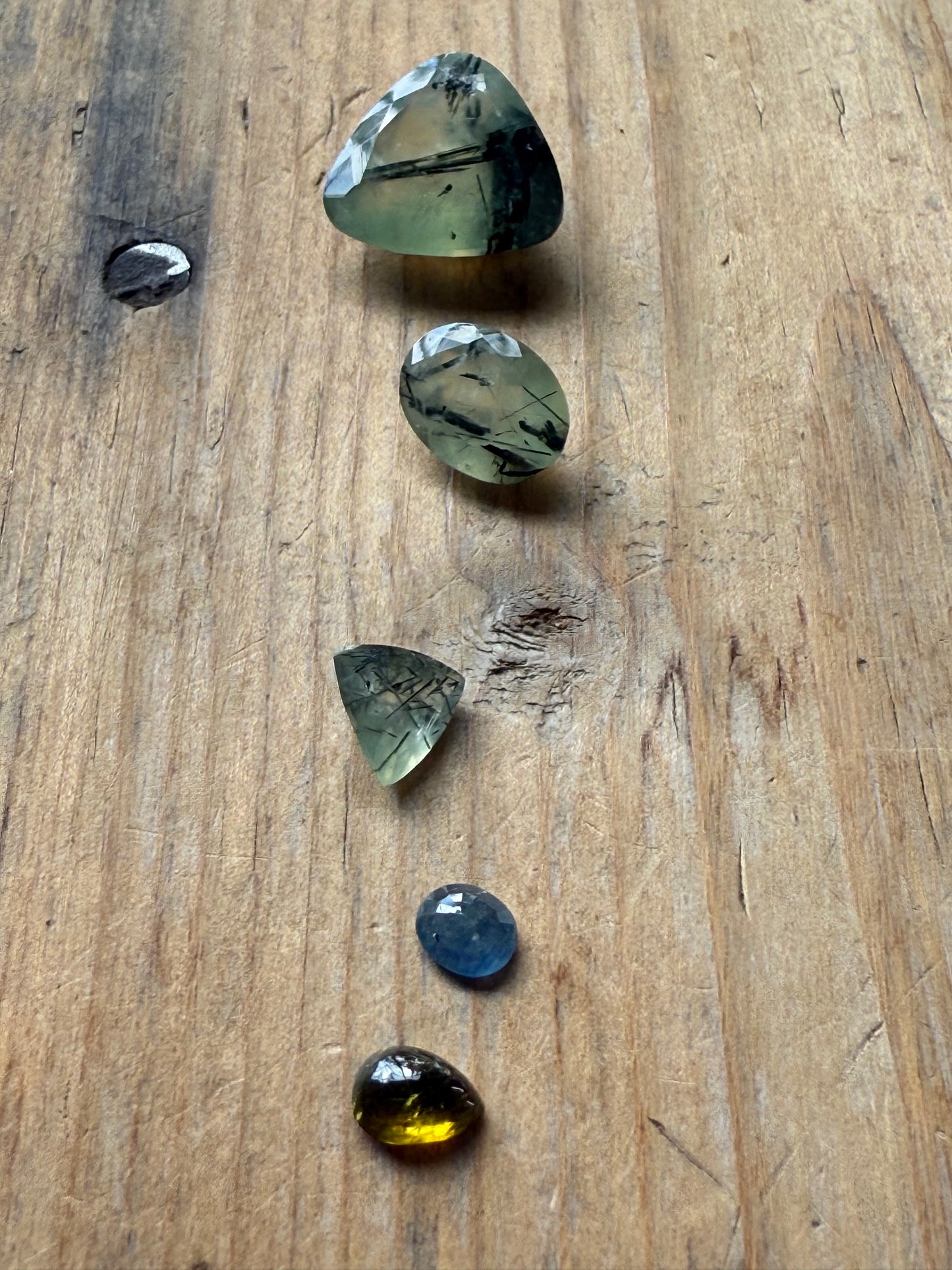 Gemstone Collection 523: Prehnite, Rainbow Tourmaline, Blue Topaz - 24 CT