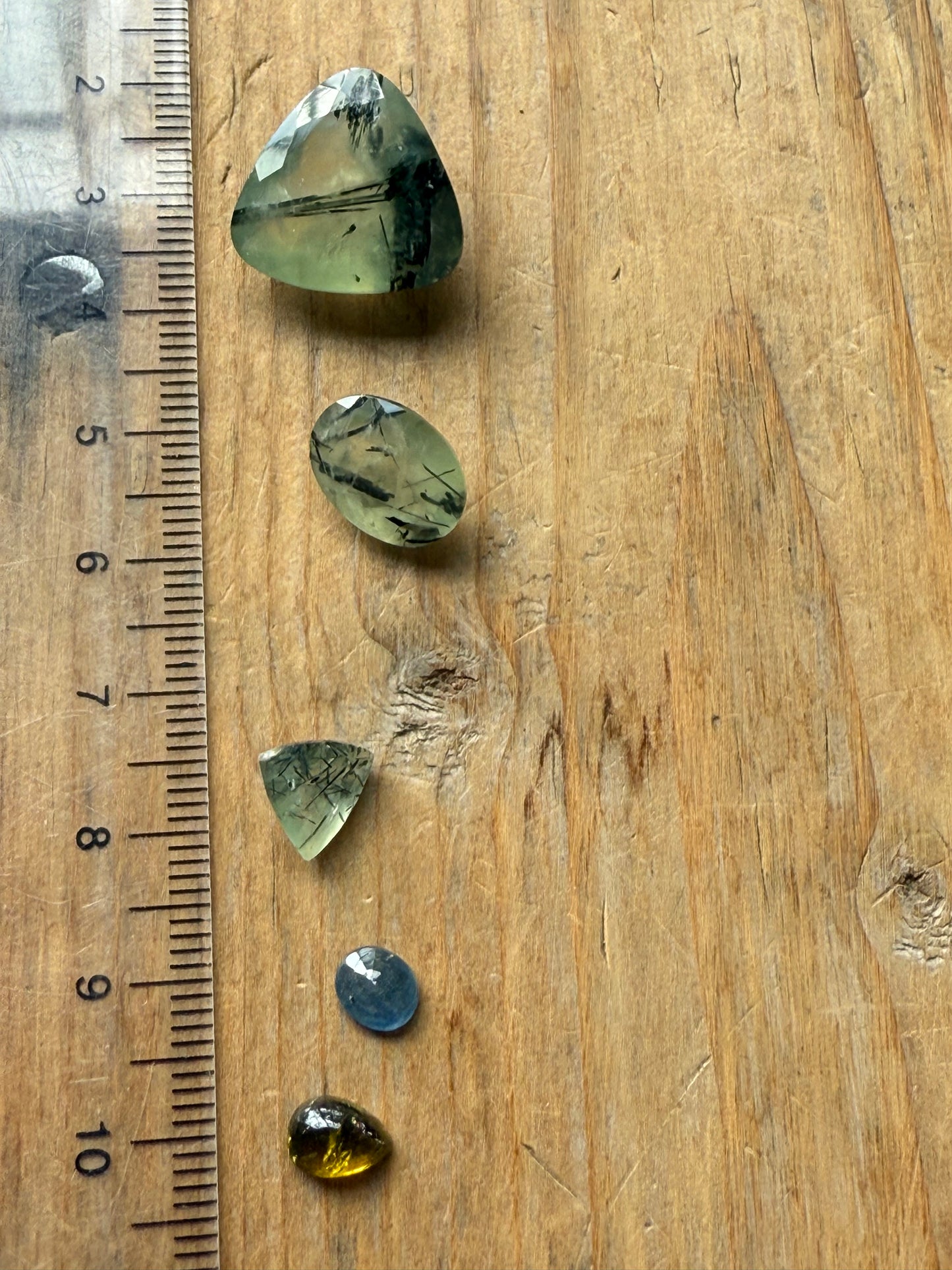 Gemstone Collection 523: Prehnite, Rainbow Tourmaline, Blue Topaz - 24 CT