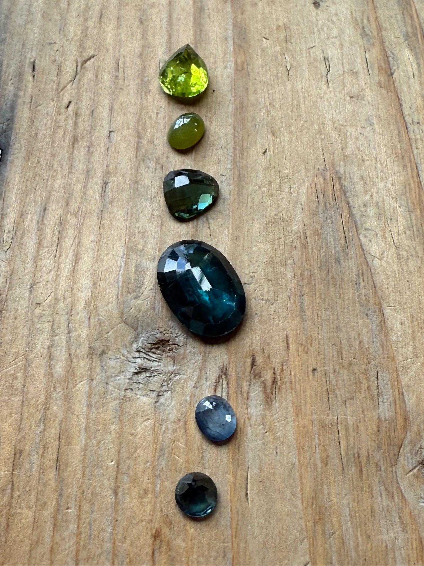 Gemstone Collection 526: Kyanite, Rainbow Tourmaline, Peridot, Blue Sapphire, Blue Topaz - 14 CT
