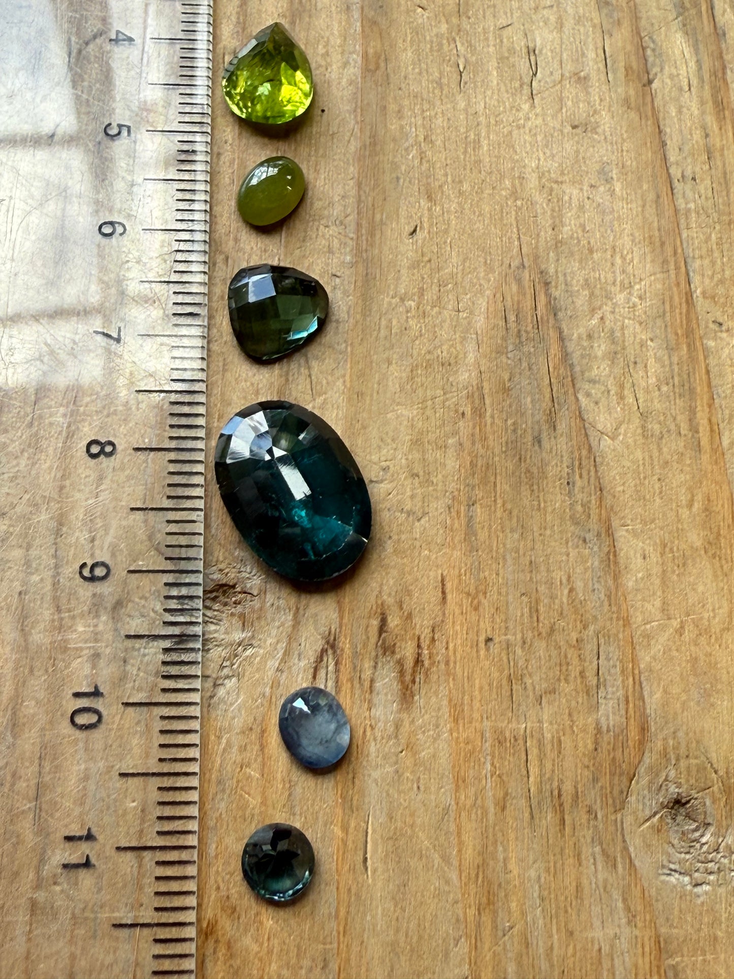 Gemstone Collection 526: Kyanite, Rainbow Tourmaline, Peridot, Blue Sapphire, Blue Topaz - 14 CT