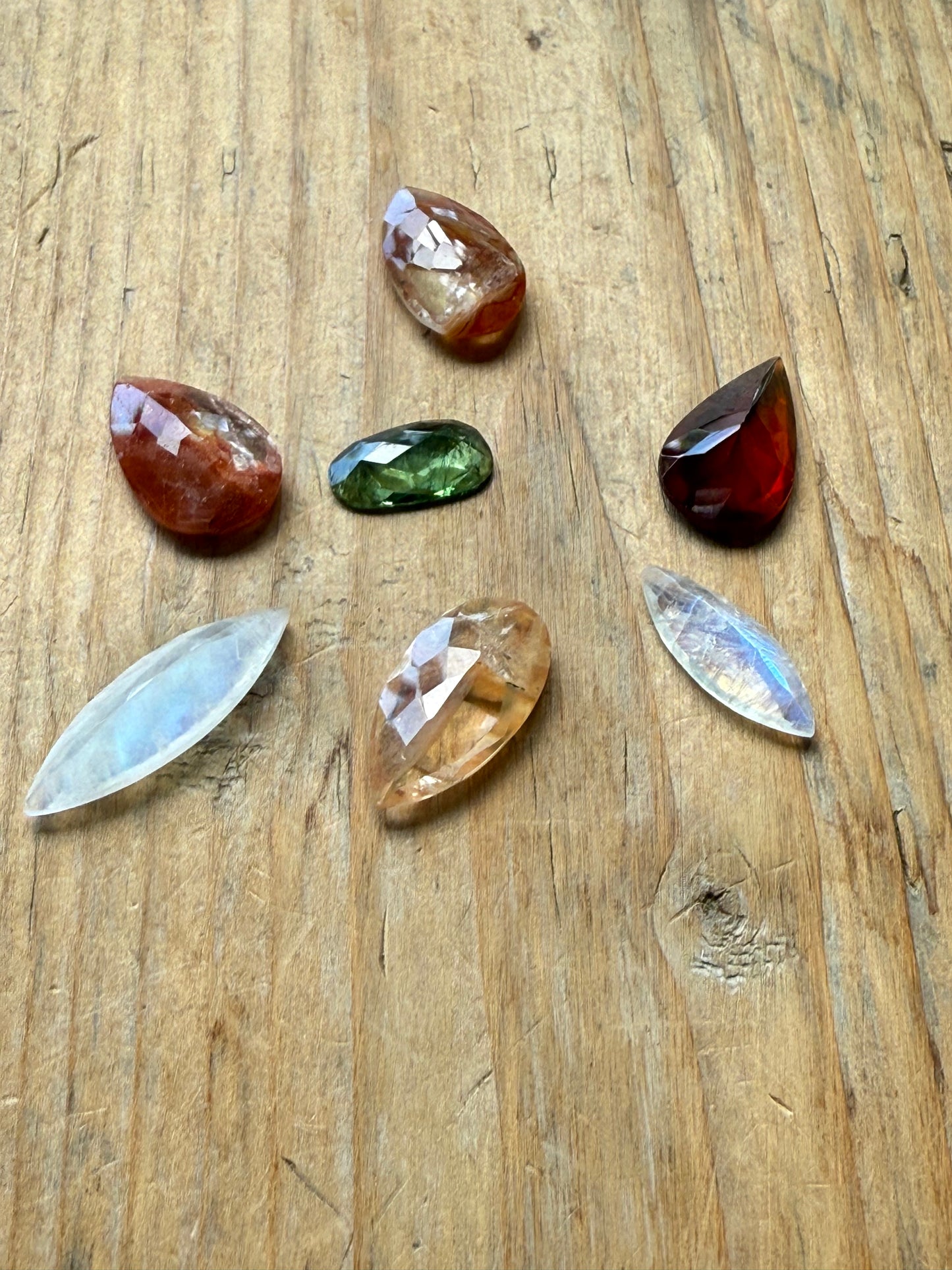Gemstone Collection 527: Red Inclusion Quartz, Hessonite, Rainbow Tourmaline,Moonstone - 32 CT