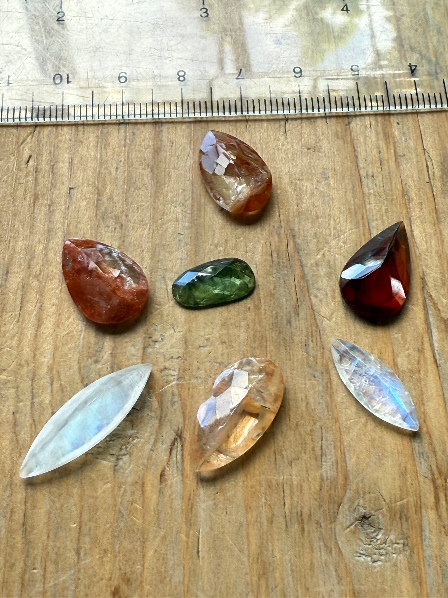 Gemstone Collection 527: Red Inclusion Quartz, Hessonite, Rainbow Tourmaline,Moonstone - 32 CT