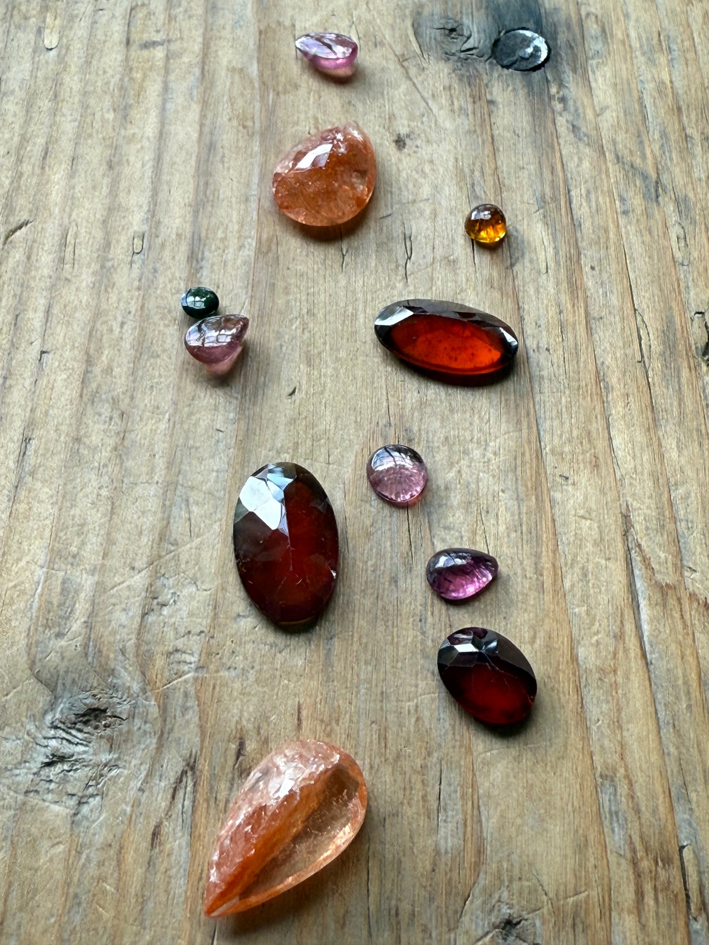 Gemstone Collection 536: Red Inclusion Quartz, Hessonite, Rainbow Tourmaline, Moonstone - 24 CT