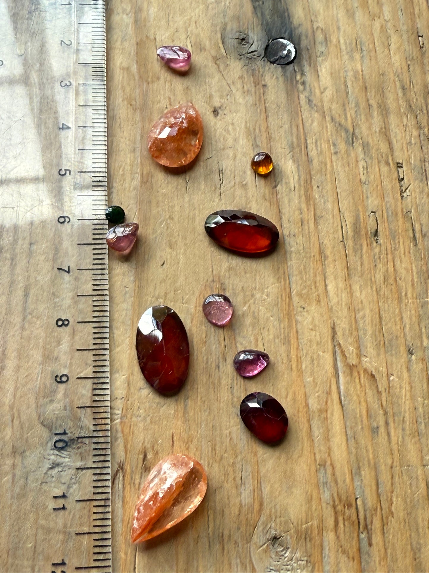 Gemstone Collection 536: Red Inclusion Quartz, Hessonite, Rainbow Tourmaline, Moonstone - 24 CT