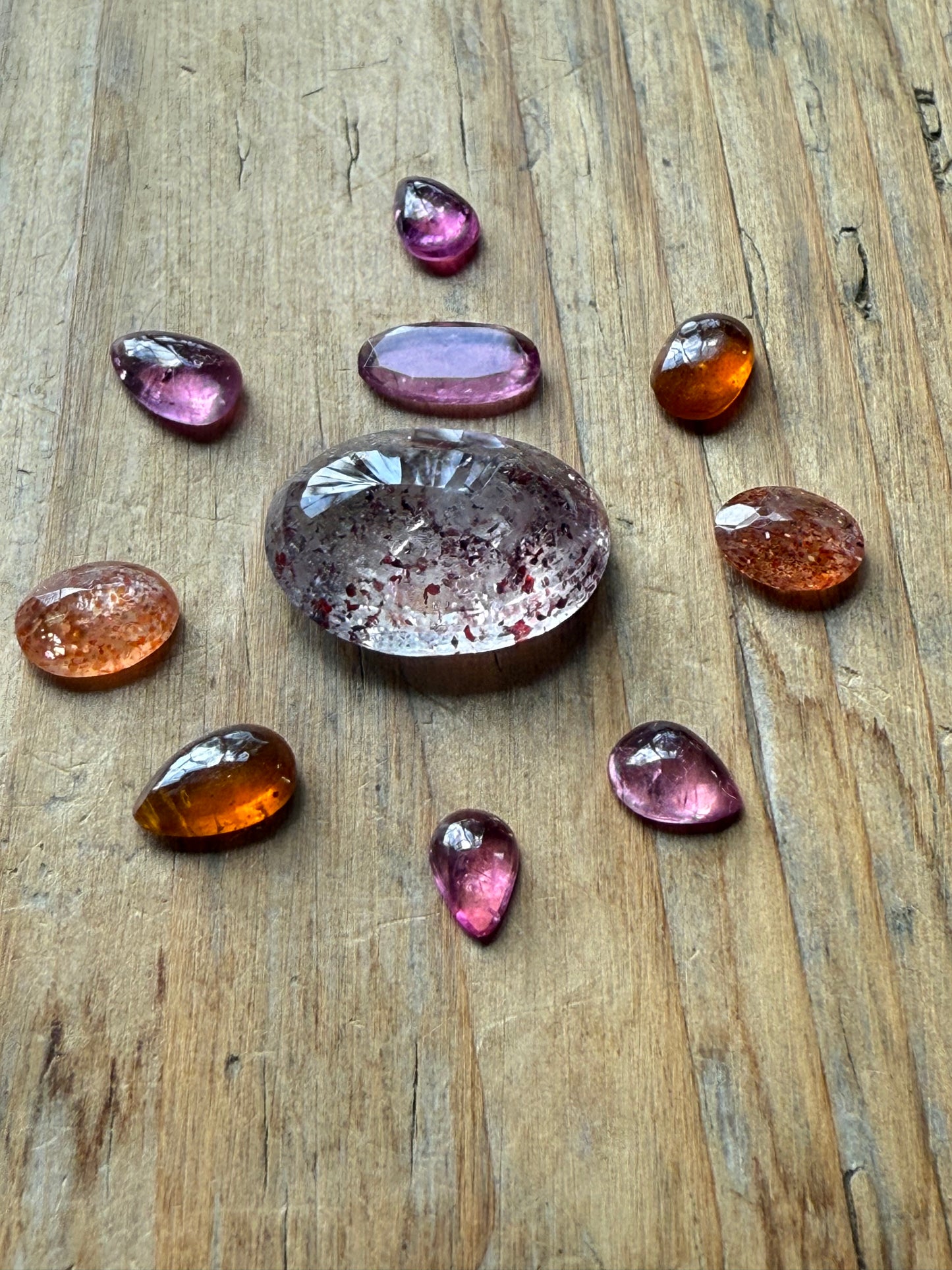 Gemstone Collection 537: Elestial Faceted, Citrine, Amber, Rainbow Tourmaline, Imperial Topaz - 18 CT