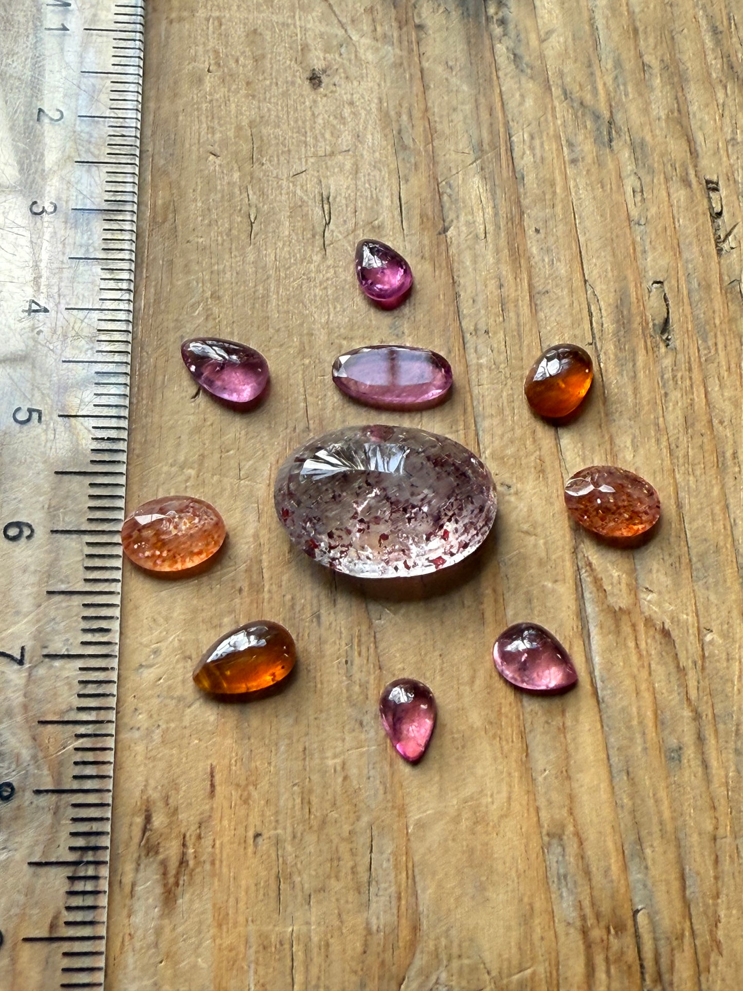 Gemstone Collection 537: Elestial Faceted, Citrine, Amber, Rainbow Tourmaline, Imperial Topaz - 18 CT