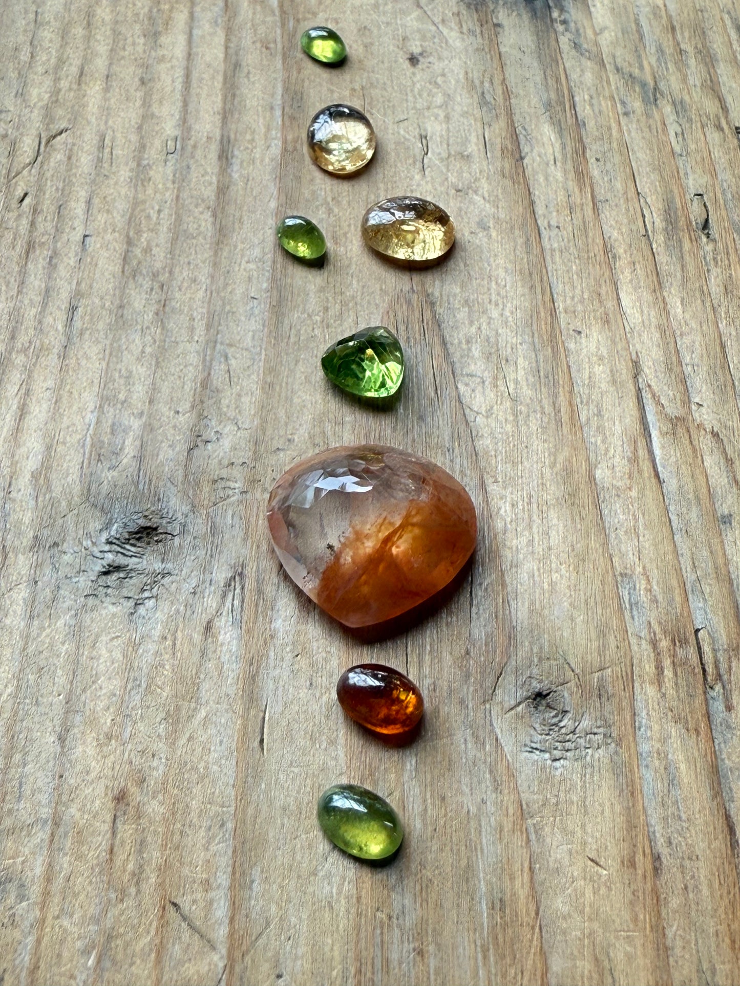Gemstone Collection 542: Imperial Topaz, Red Inclusion Quartz, Peridot, Kyanite, Rainbow Tourmaline - 25 CT
