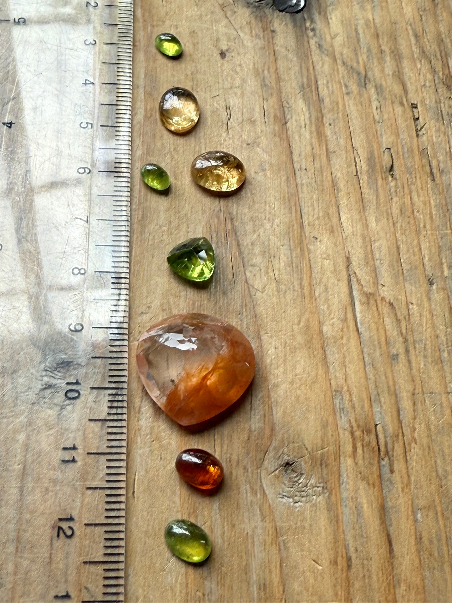 Gemstone Collection 542: Imperial Topaz, Red Inclusion Quartz, Peridot, Kyanite, Rainbow Tourmaline - 25 CT