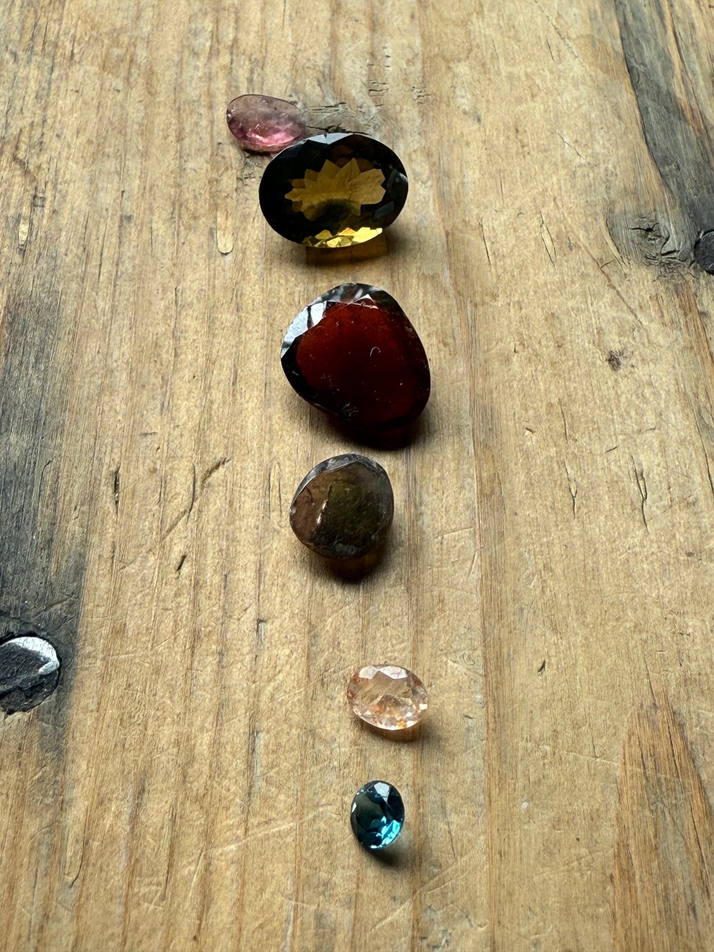 Gemstone Collection 569: Rainbow Tourmaline, Hessonite, Honey Quartz, Blue Topaz - 23 CT