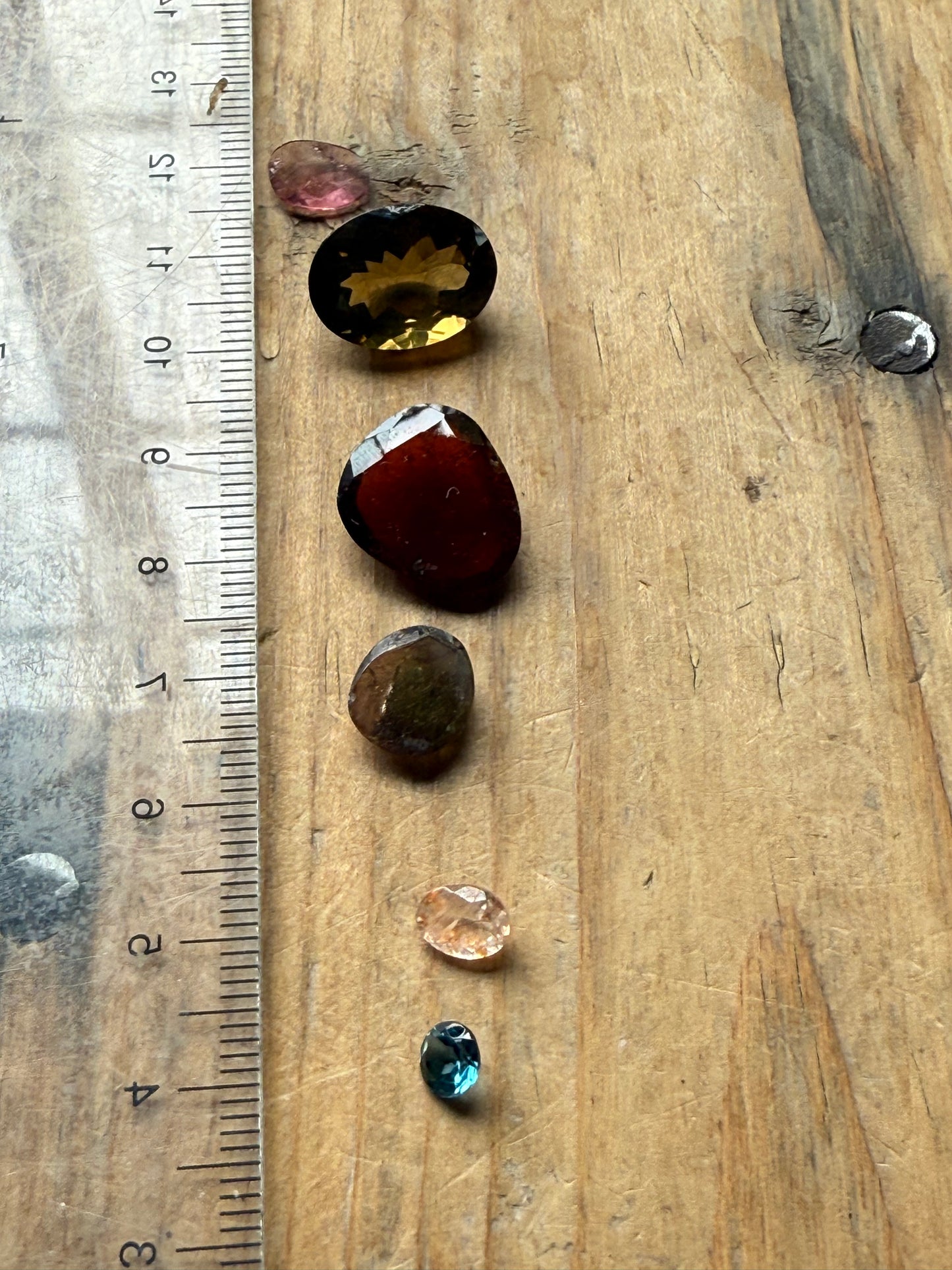 Gemstone Collection 569: Rainbow Tourmaline, Hessonite, Honey Quartz, Blue Topaz - 23 CT