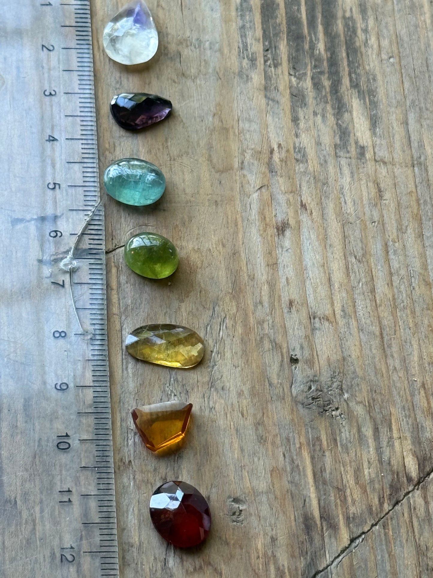 Gemstone Collection 590: Green Kyanite, Moonstone, Kyanite, Citrine Faceted, Hessonite, Rainbow Tourmaline - 24 CT