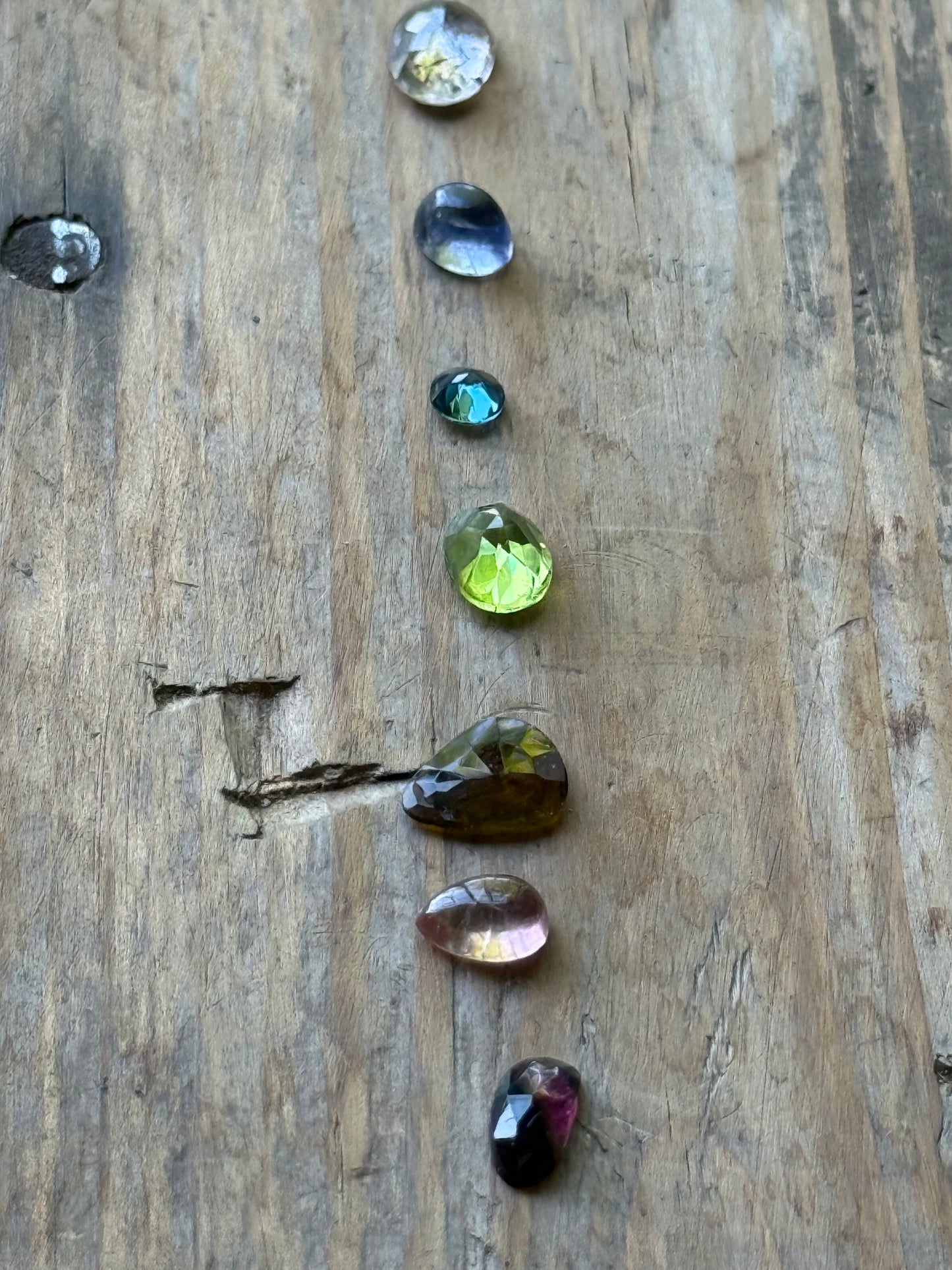 Gemstone Collection 594: Elestial Quartz, Peridot, Rainbow Tourmaline, Iolite, Blue Topaz - 12 CT