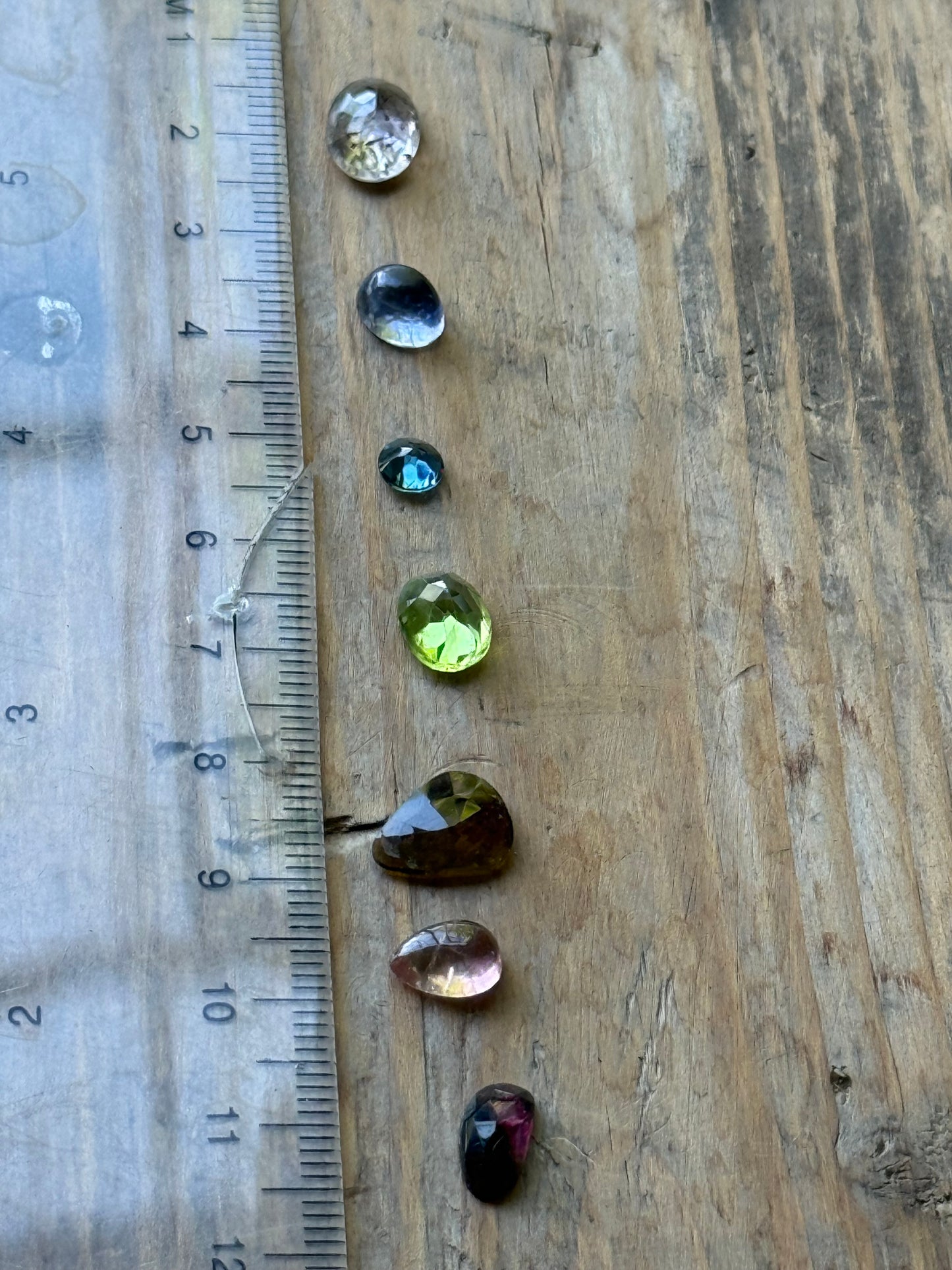 Gemstone Collection 594: Elestial Quartz, Peridot, Rainbow Tourmaline, Iolite, Blue Topaz - 12 CT