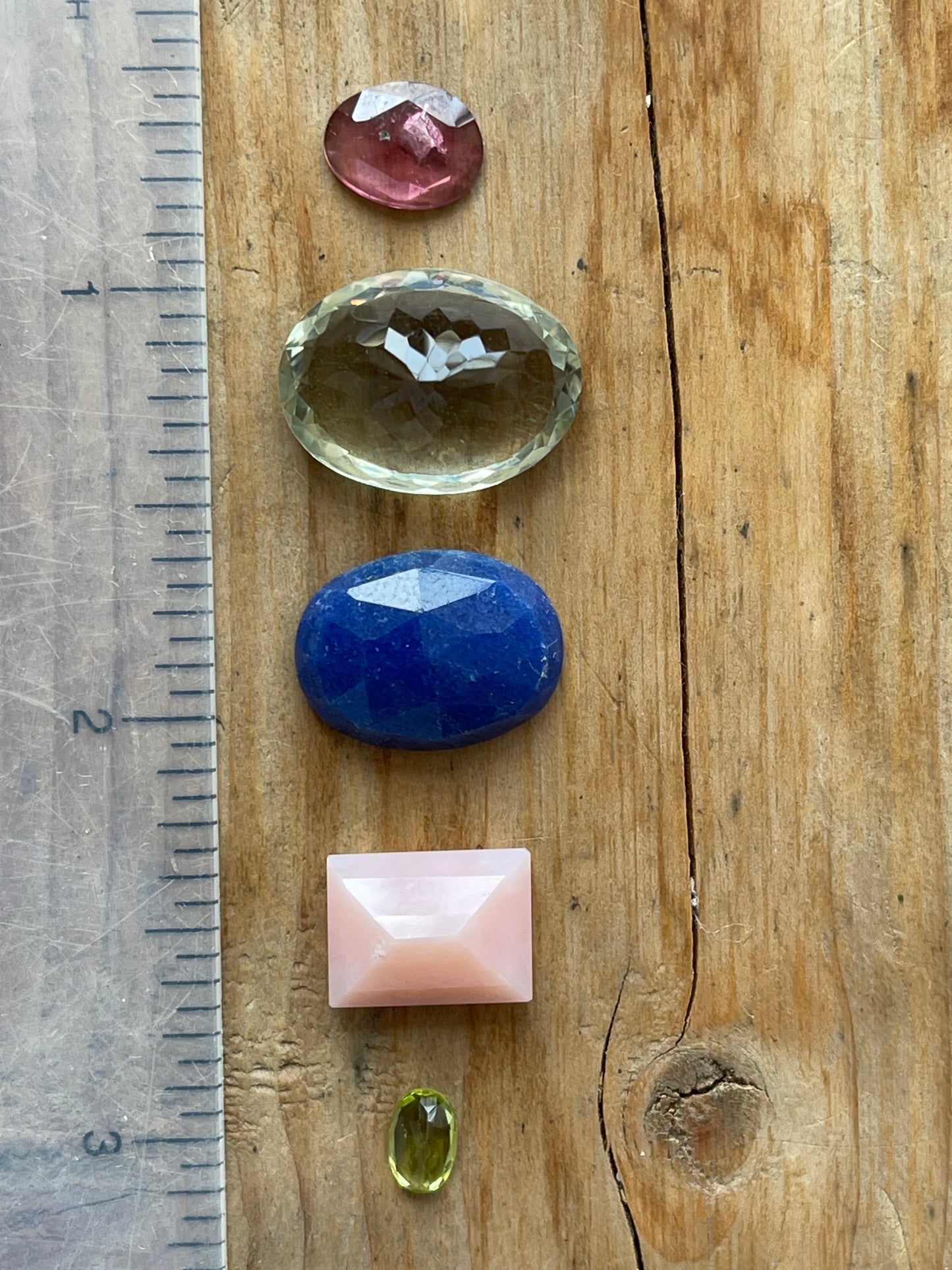 Gemstone Collection 25: Green Amethyst, Pink Opal, Peridot, Rainbow Tourmaline, Lapis Lazuli - 24CT