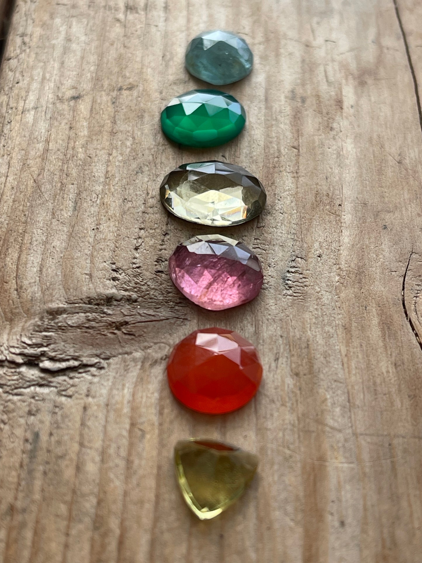 Gemstone Collection 26: Coraline, Aquamarine, Lemon Quartz, Rainbow Tourmaline, Green Onyx - 21CT