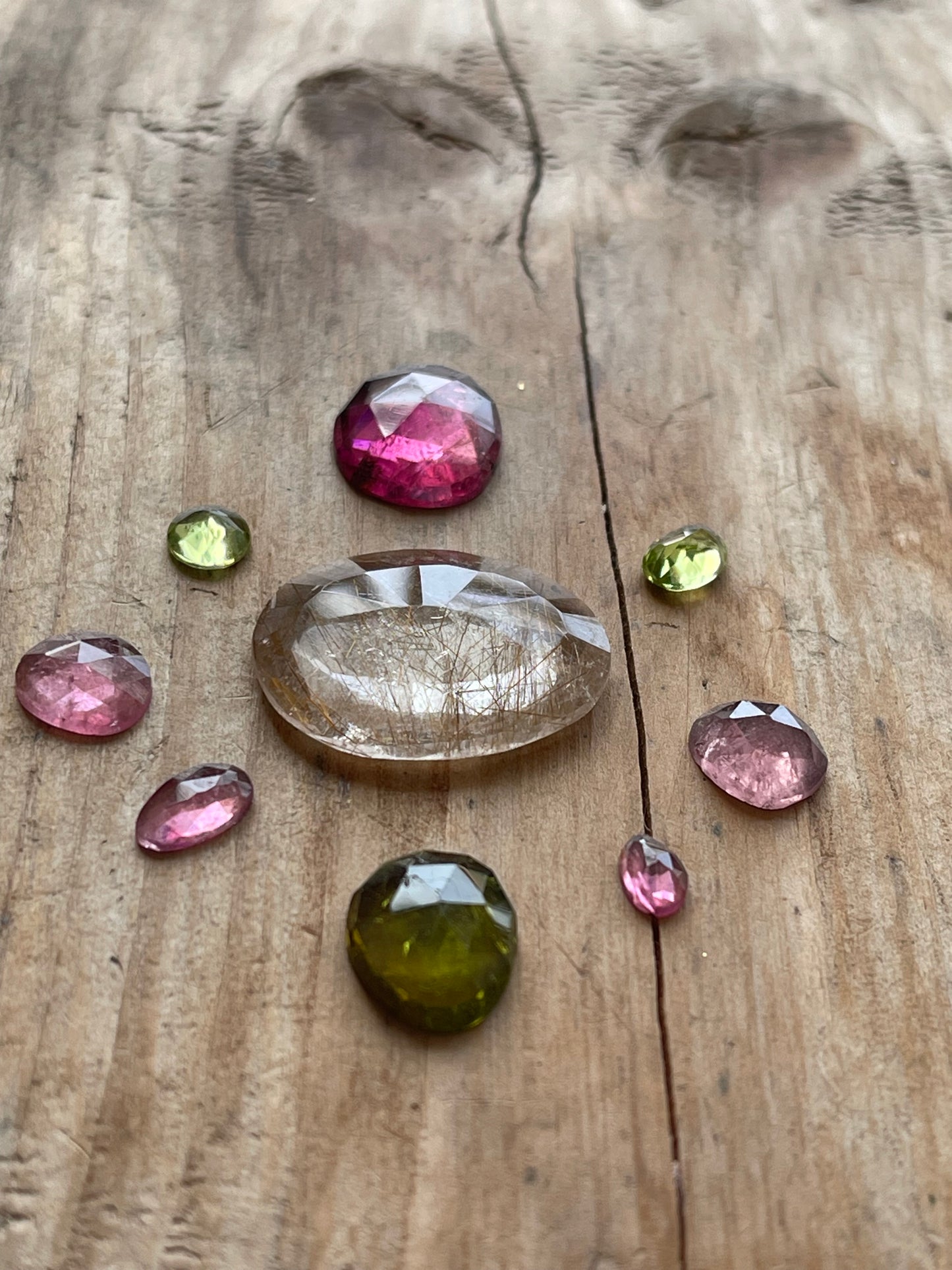 Gemstone Collection 28: Rainbow Tourmaline, Red Rutilated Quartz, Peridot - 20CT