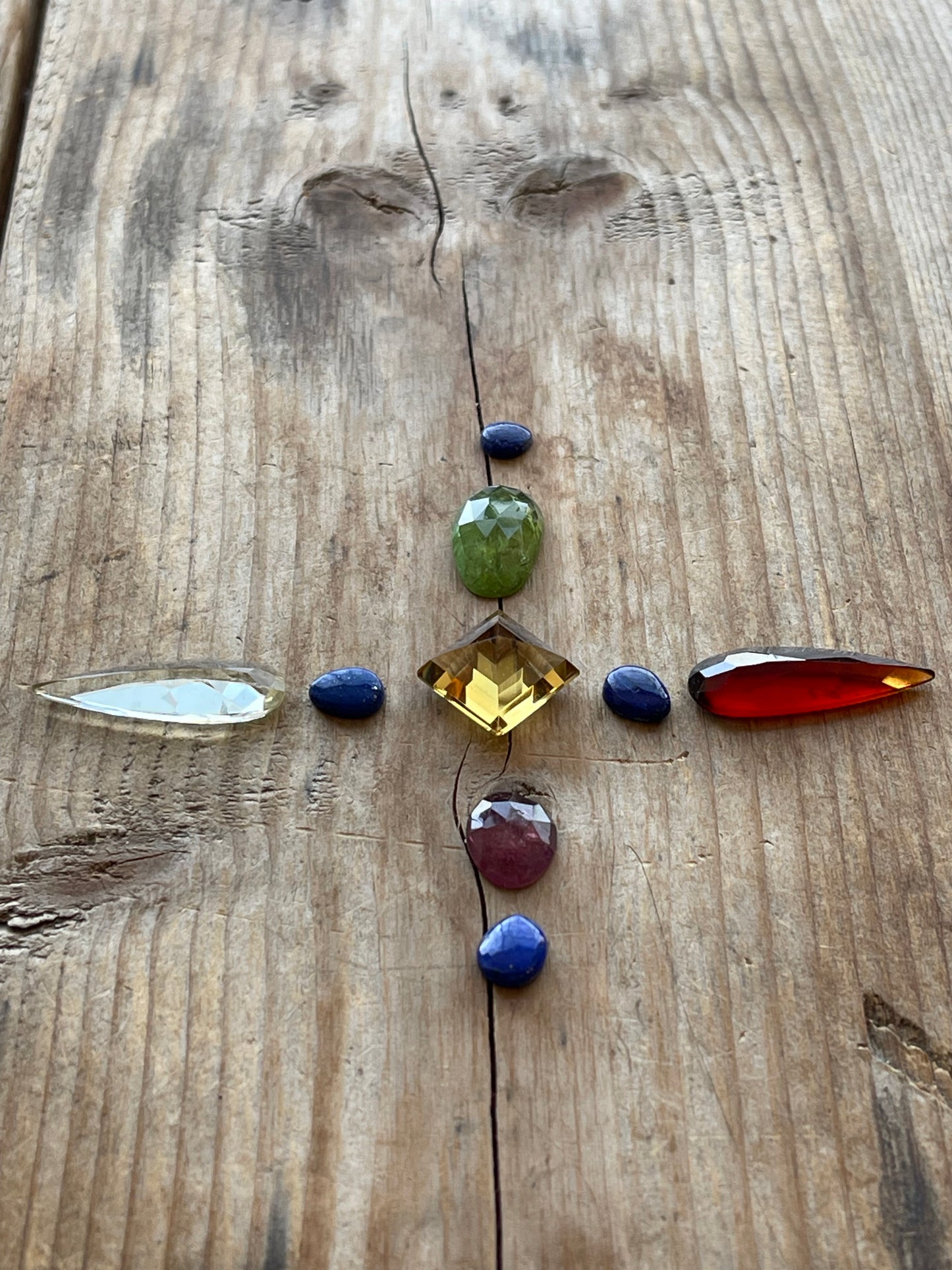 Gemstone Collection 299: Hessonite, Lapis Lazuli, Clear Crystal Quartz, Honey Quartz, Rhodolite Garnet - 36ct (G299)