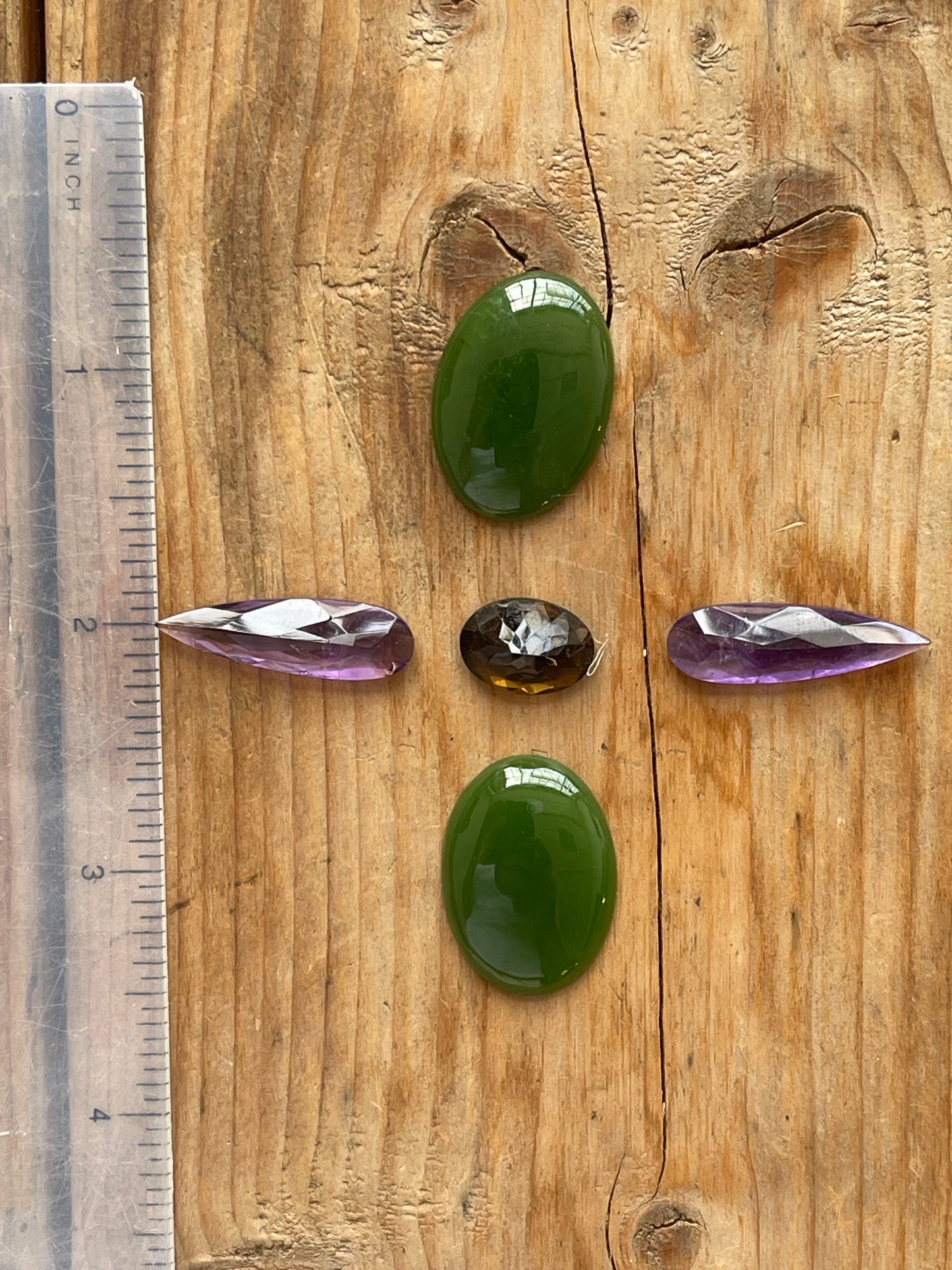 Gemstone Collection 29: Serpentine, Amethyst, Honey Quartz - 47CT