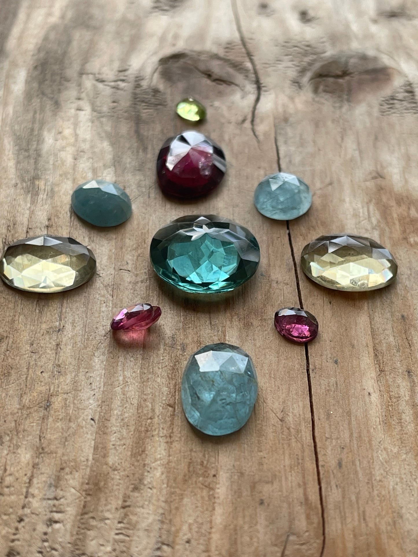 Gemstone Collection 42: Aquamarine, Fluorite, Lemon Quartz, Rhodolite Garnet, Peridot, Rainbow Tourmaline - 36CT