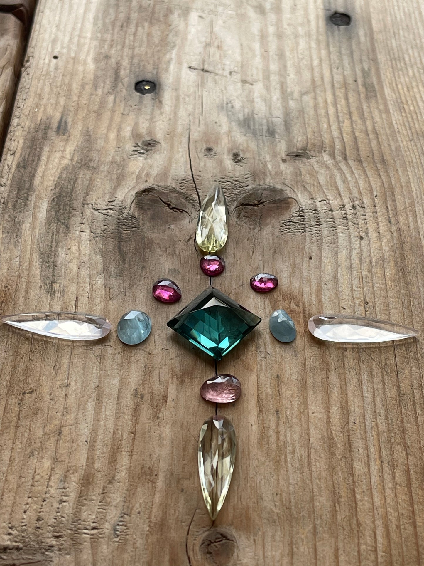 Gemstone Collection 43: Fluorite, Aquamarine, Rose Quartz, Lemon Quartz, Rainbow Tourmaline - 45CT