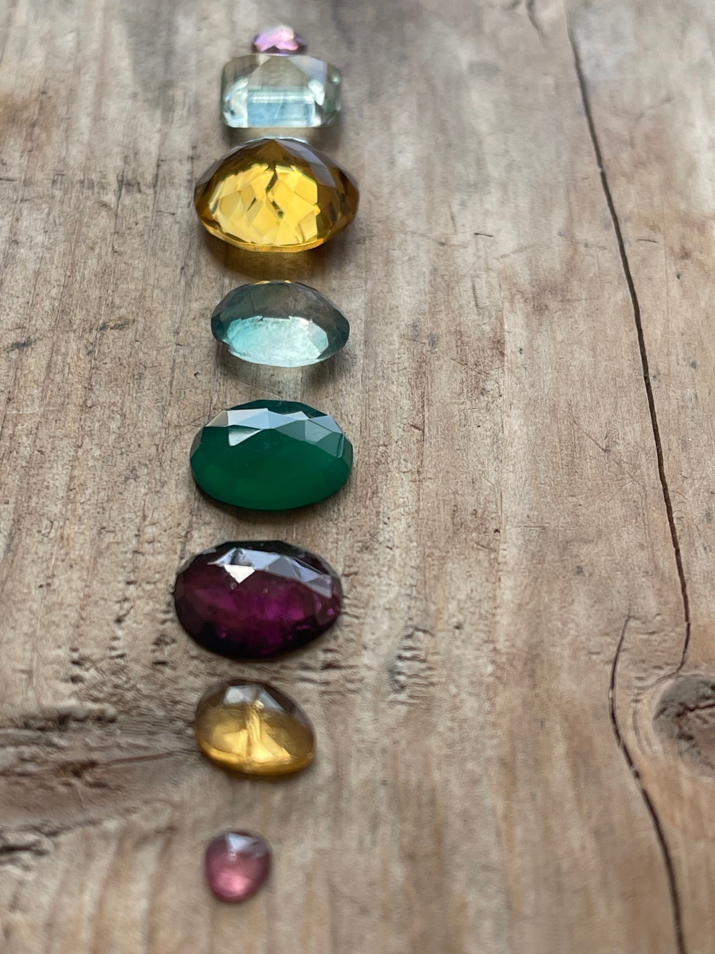 Gemstone Collection 58: Green Onyx, Citrine, Rainbow Tourmaline, Rhodolite Garnet, Green Amethyst, Fluorite - 24CT