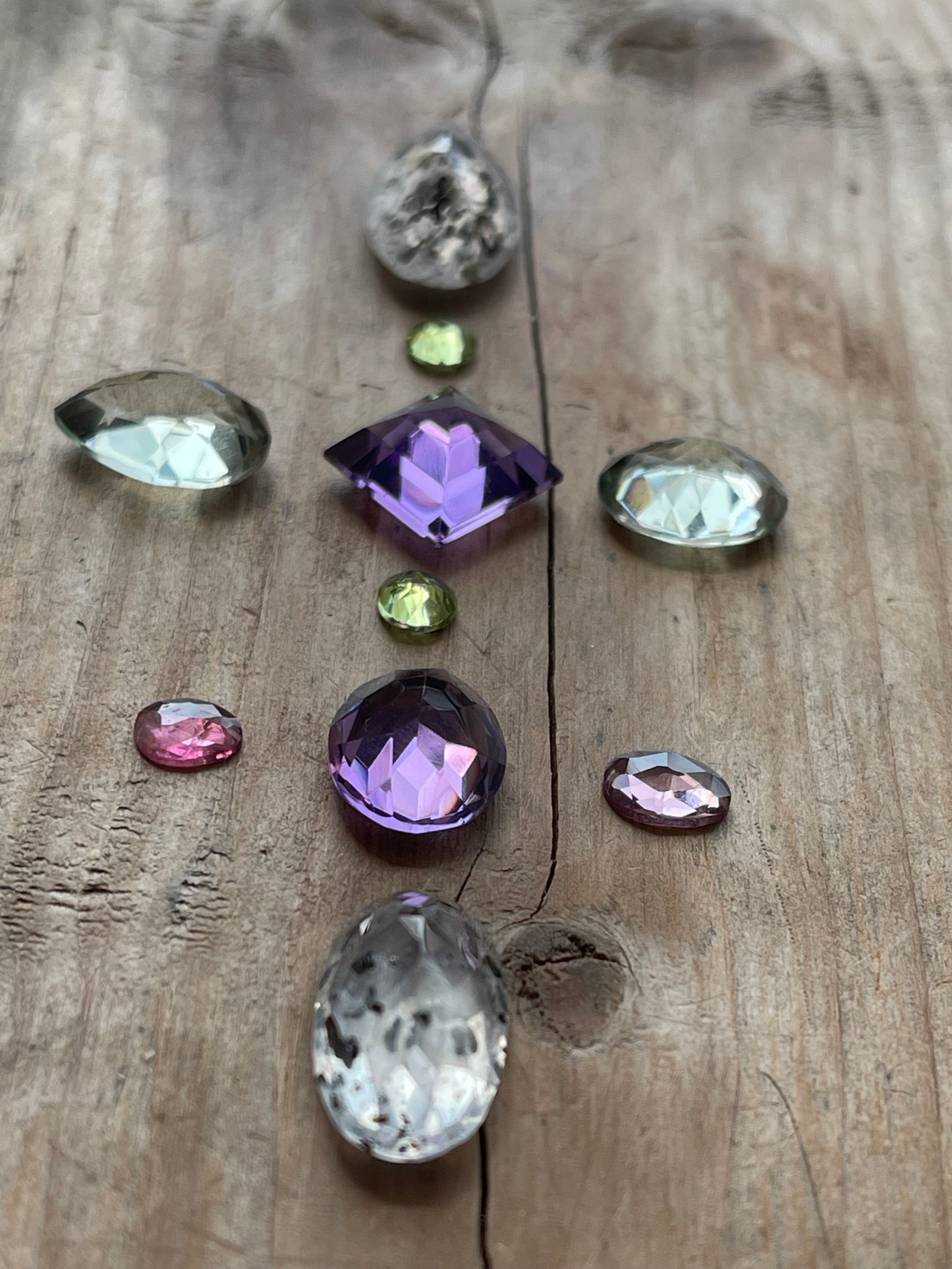 Gemstone Collection 62: Speckled Agate, Amethyst, Fluorite, Peridot, Rainbow Tourmaline - 36CT