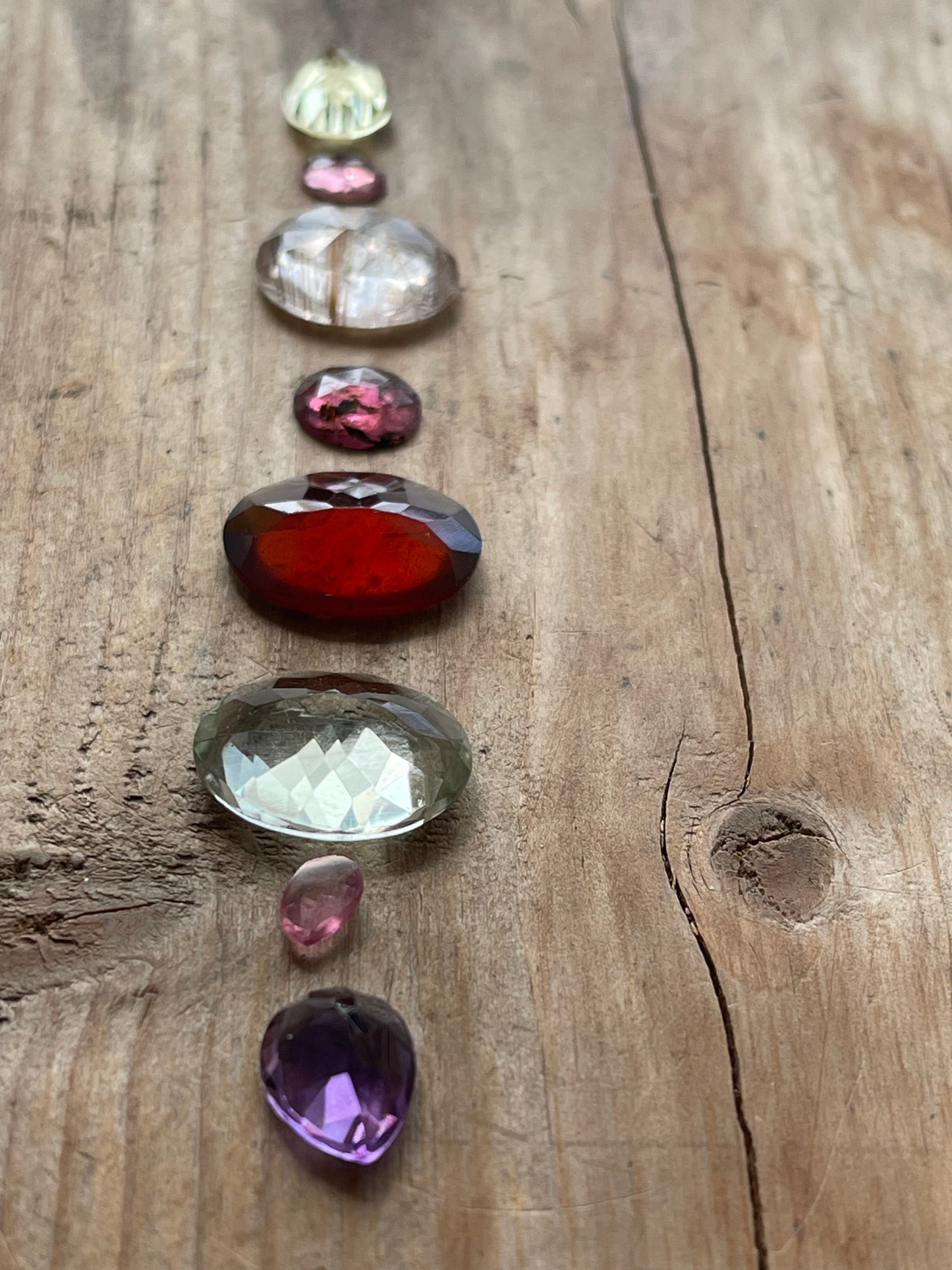 Gemstone Collection 63: Green Amethyst, Amethyst, Hessonite, Rainbow Tourmaline, Red Rutilated Quartz, Lemon Quartz - 26CT
