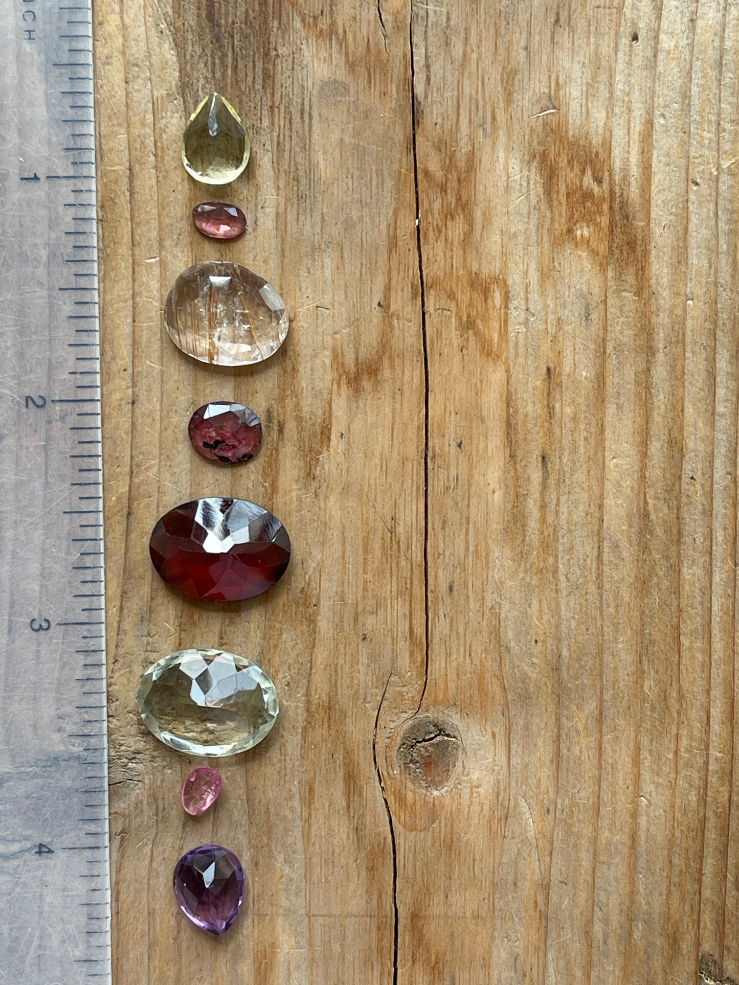 Gemstone Collection 63: Green Amethyst, Amethyst, Hessonite, Rainbow Tourmaline, Red Rutilated Quartz, Lemon Quartz - 26CT