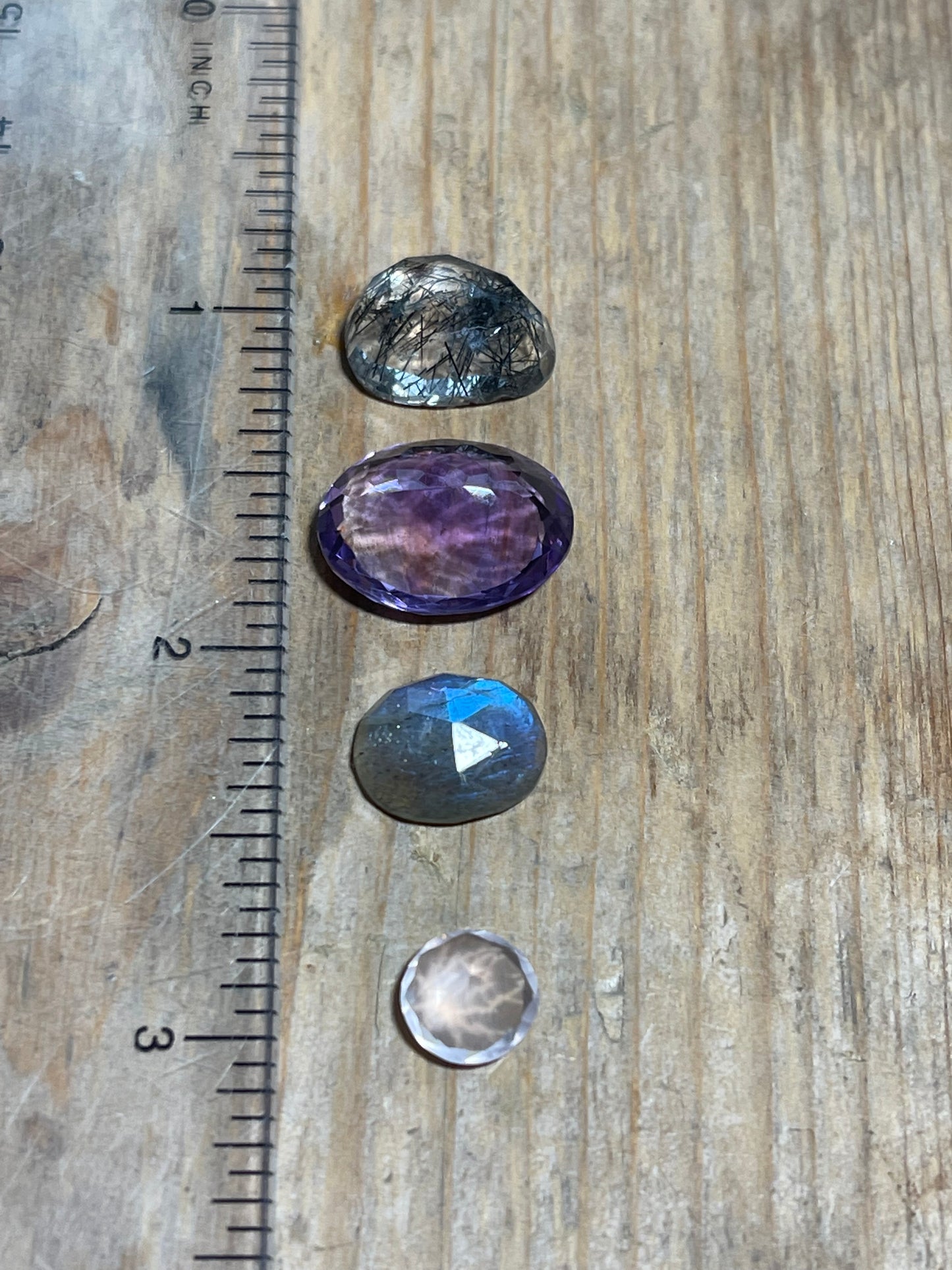 Gemstone Collection 544 - Black Rutilated Quartz, Rose Quartz, Amethyst, Labradorite 19CT