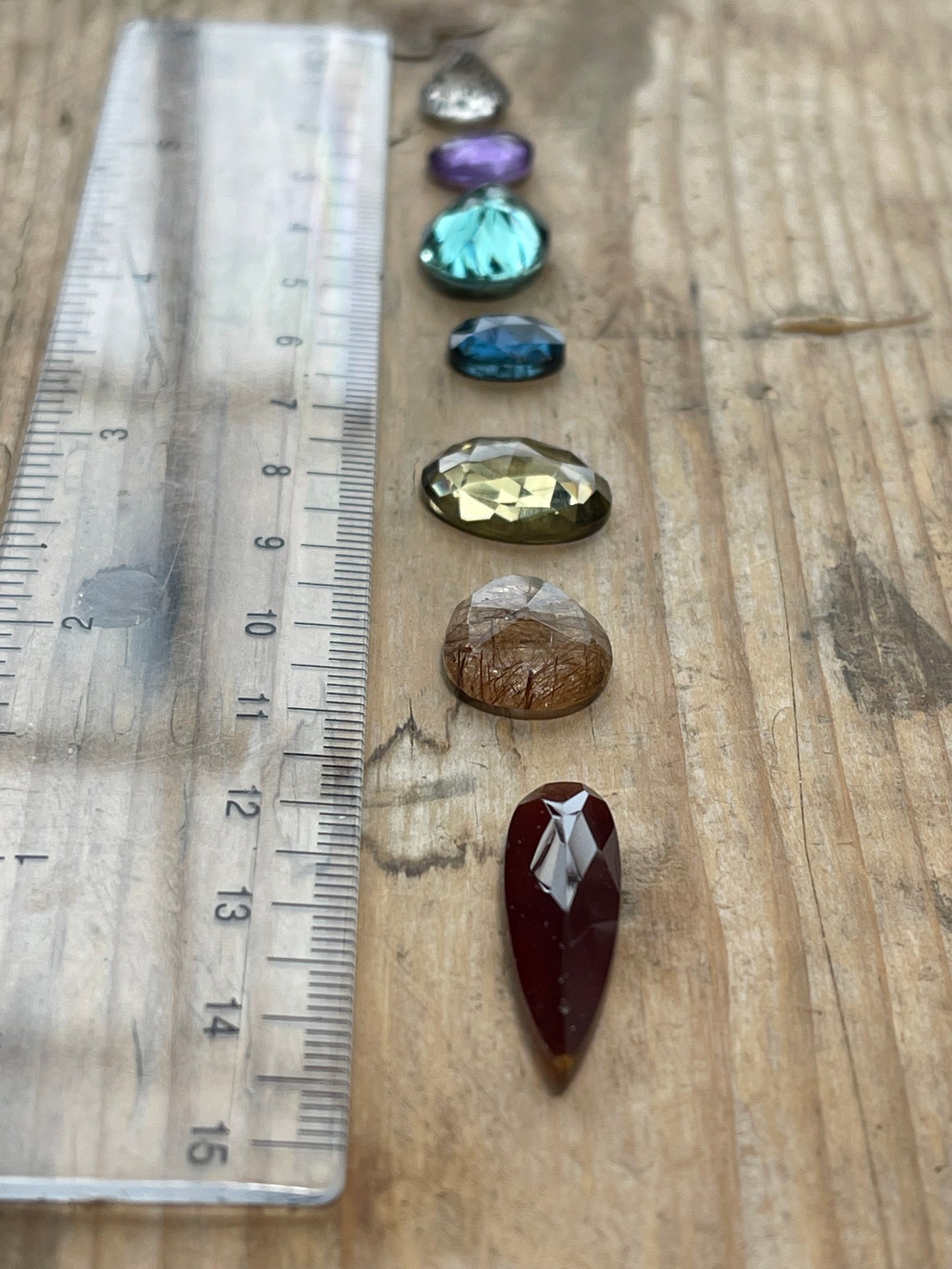Chakra Set - Clear Speckled Agate, Fluorite, Hessonite, Red Rutilated Quartz, Amethyst, Lemon Quartz - 38CT (G563)