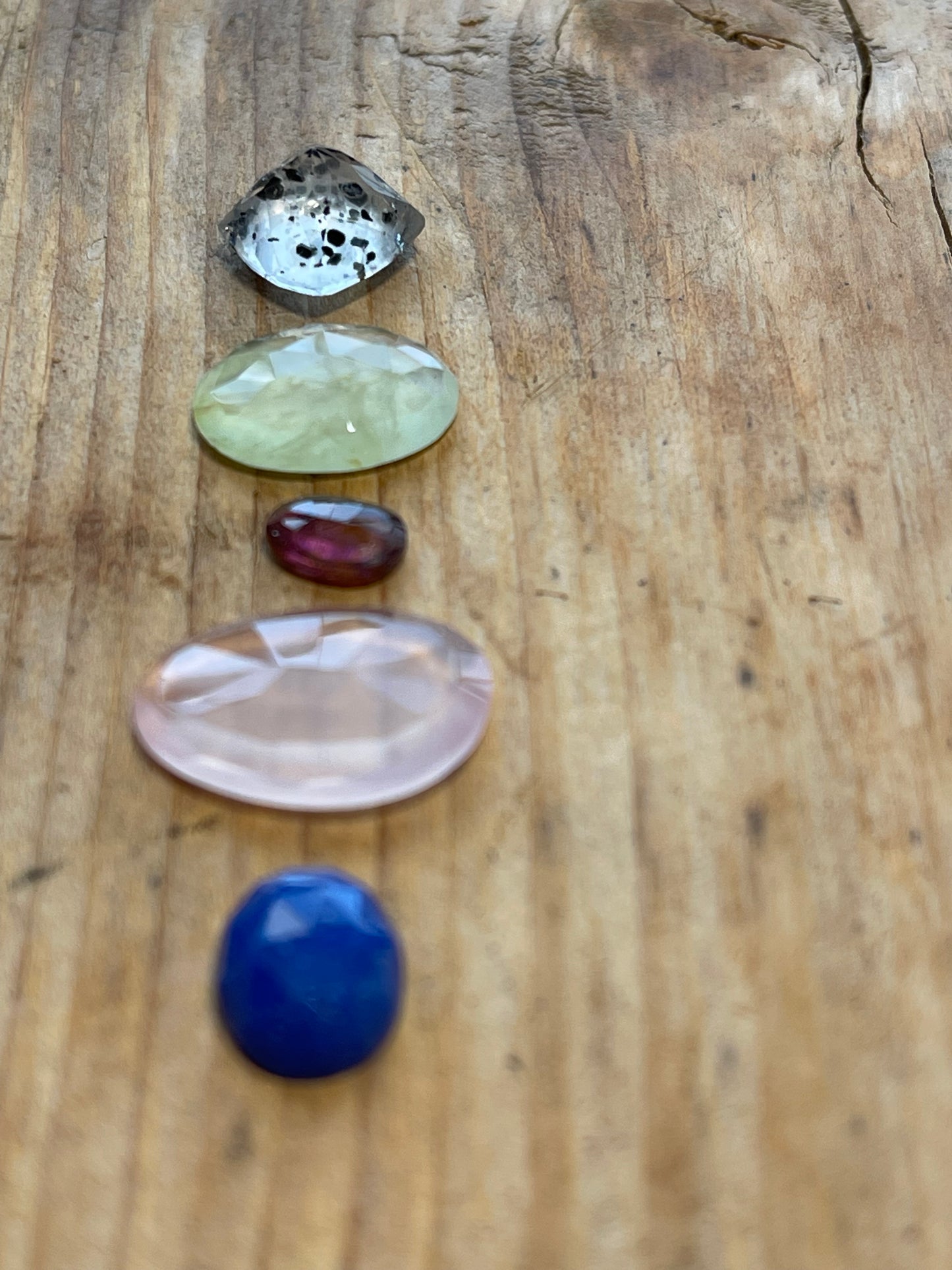 Gemstone Collection 607: Rose Quartz, Rainbow Tourmaline, Lapis Lazuli, Clear Speckled Agate, Celadon - 16CT (G607)