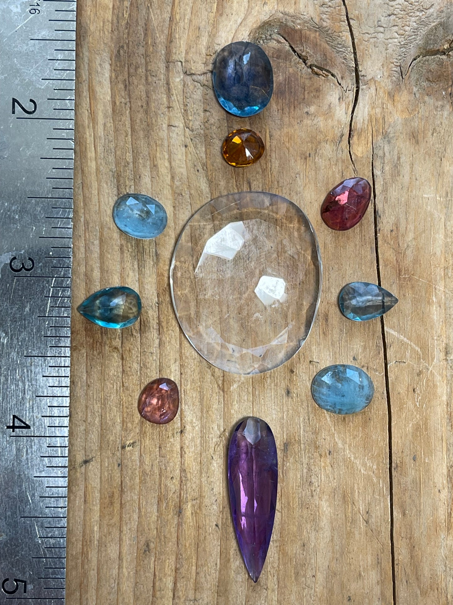 Gemstone Collection 608: Clear Crystal Quartz, Amethyst, Aquamarine, Fluorite, Rainbow Tourmaline - 42CT (G608)