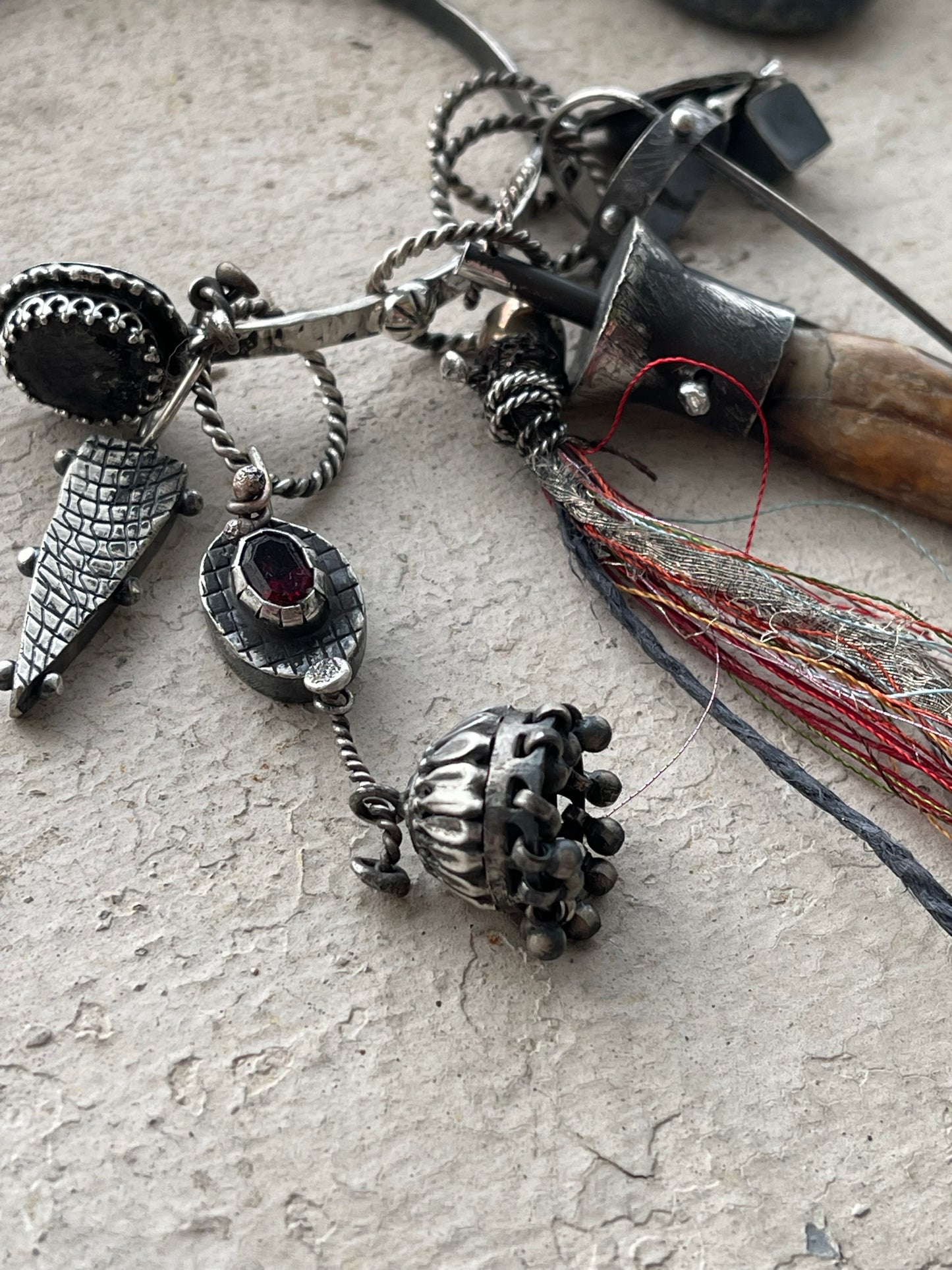 Components 319 - Handmade Sterling Silver Component with Granulation
