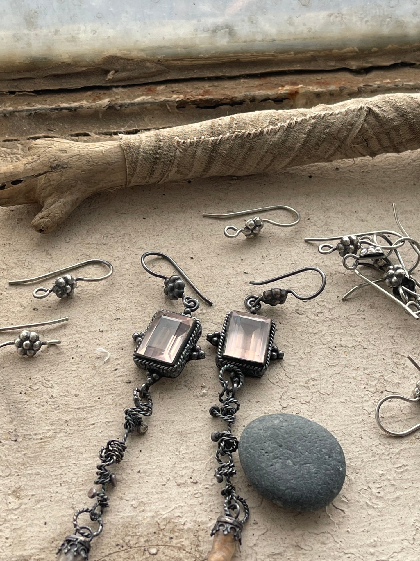 Components 332 - Handmade Sterling Silver Earring Wires w/ Flowers