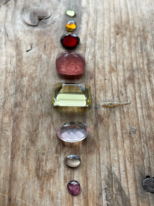 Gemstone Collection 128: Cherry Quartz, Lemon Quartz, Garnet, Rainbow Tourmaline -40CT