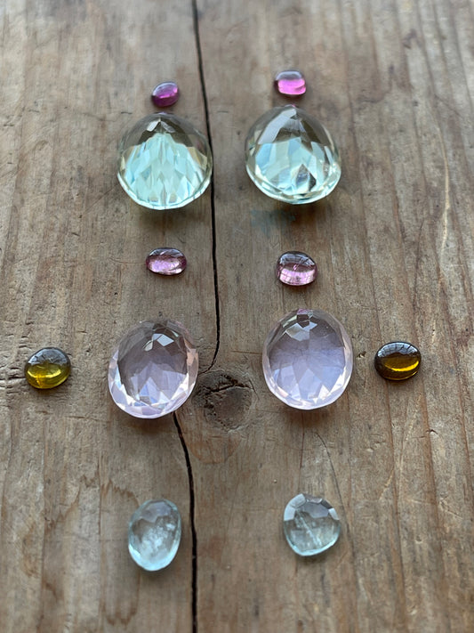 Gemstone Collection 12: Green Amethyst, Rose Quartz, Rainbow Tourmaline, Aquamarine (39CT)