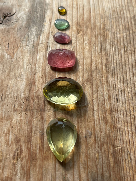 Gemstone Collection 131: Lemon Quartz, Cherry Quartz, Rainbow Tourmaline - 43CT