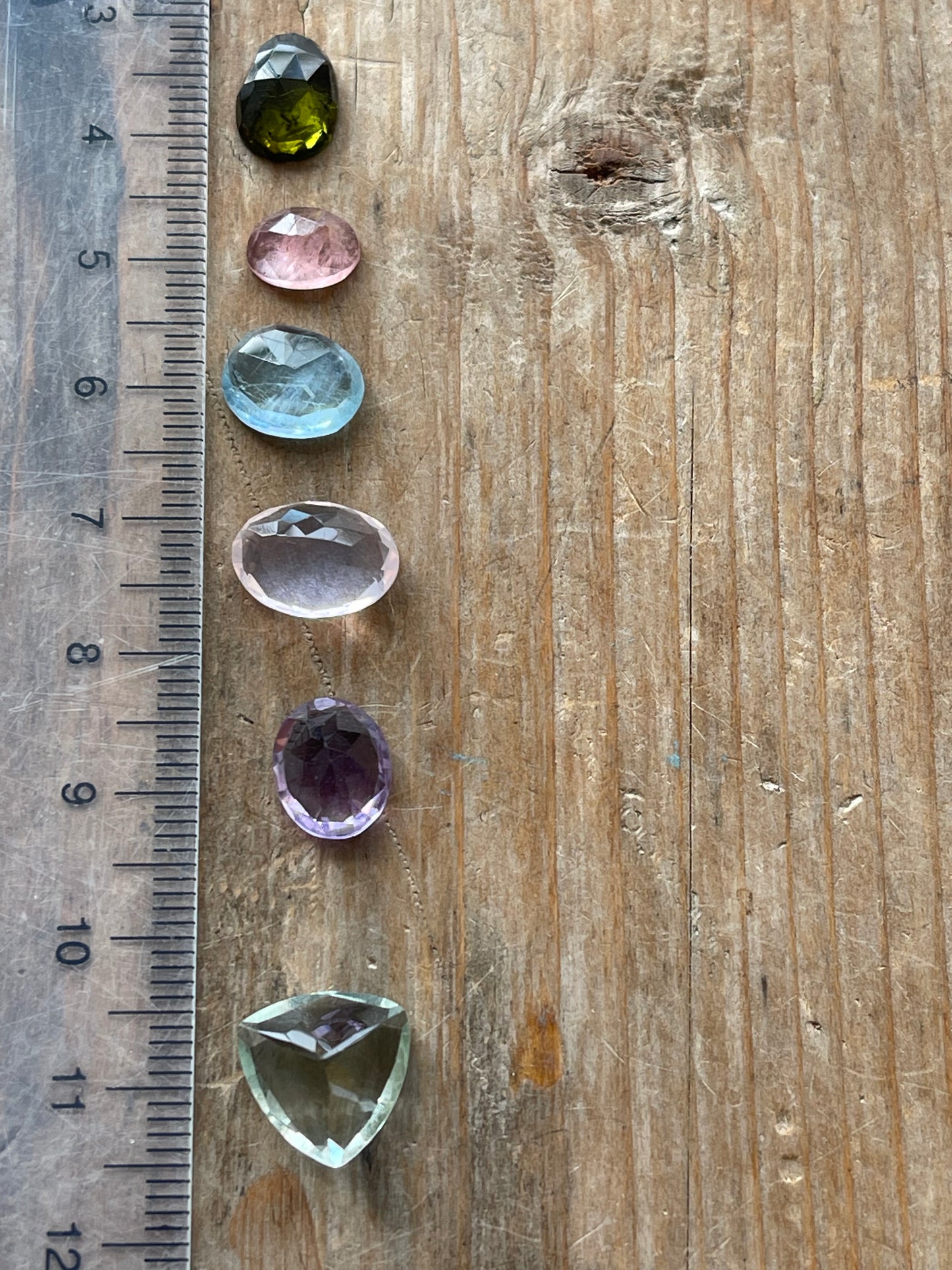 Gemstone Collection 186: Green Amethyst, Aquamarine, Rainbow Tourmaline, Amethyst, Rose Quartz (17 CT)