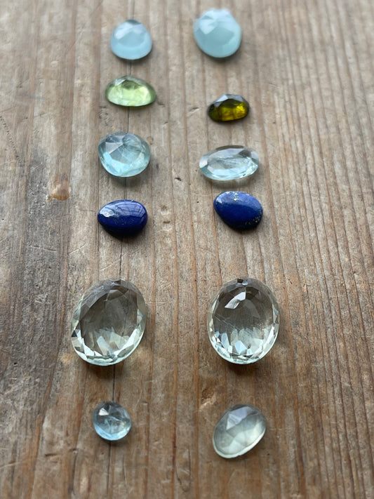 Gemstone Collection 189: Milky Aquamarine, Green Amethyst, Lapis Lazuli, Aquamarine (23 CT)