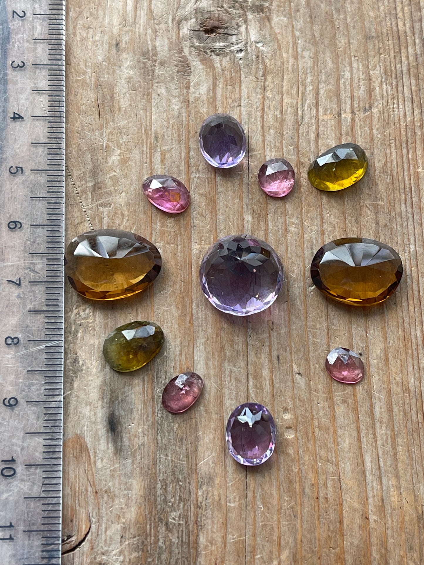 Gemstone Collection 192: Honey Quartz, Amethyst, Rainbow Tourmaline, Hessonite (33 CT)