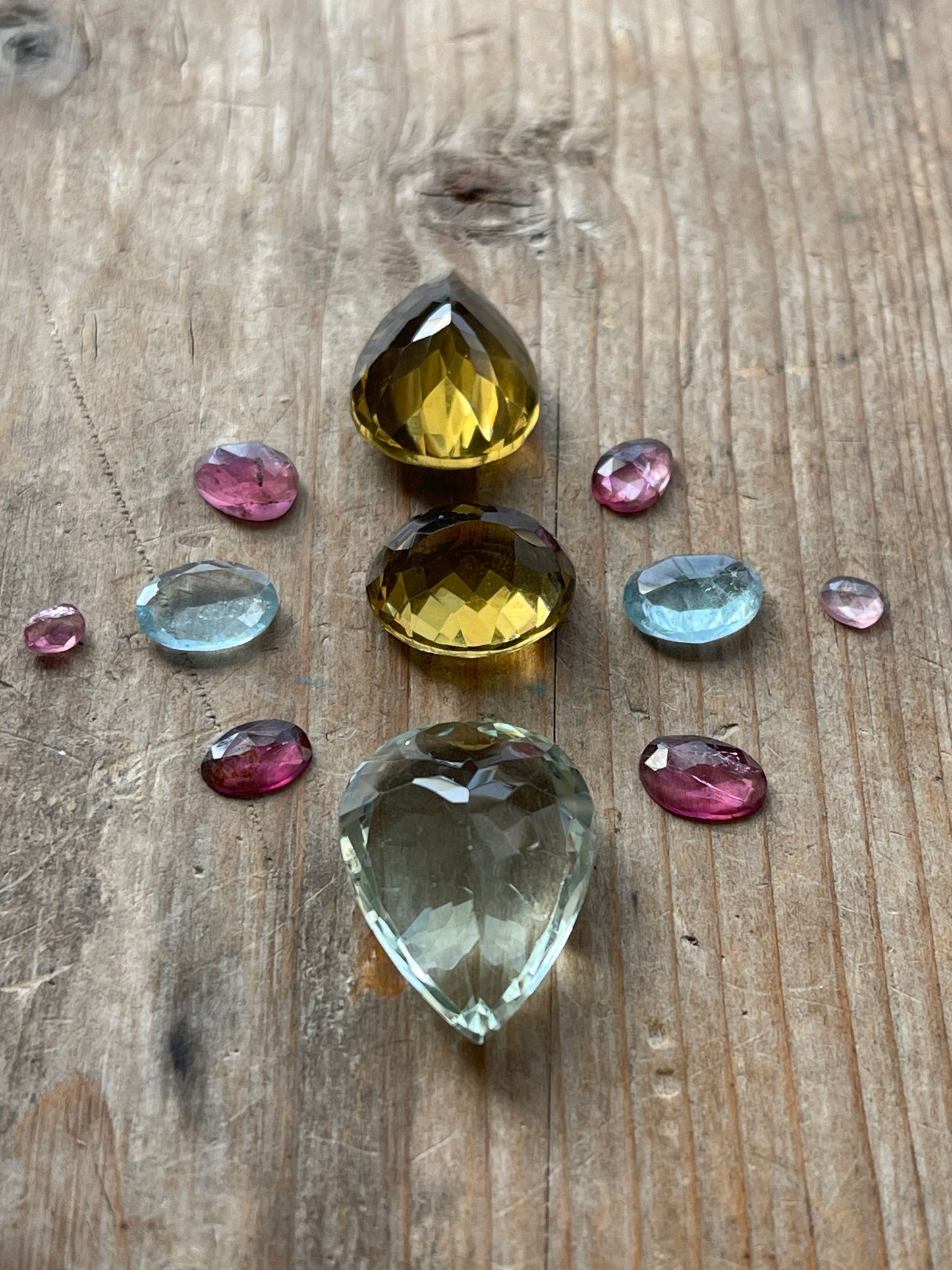 Gemstone Collection 197: Green Amethyst, Aquamarine, Honey Quartz, Rainbow Tourmaline (38 CT)