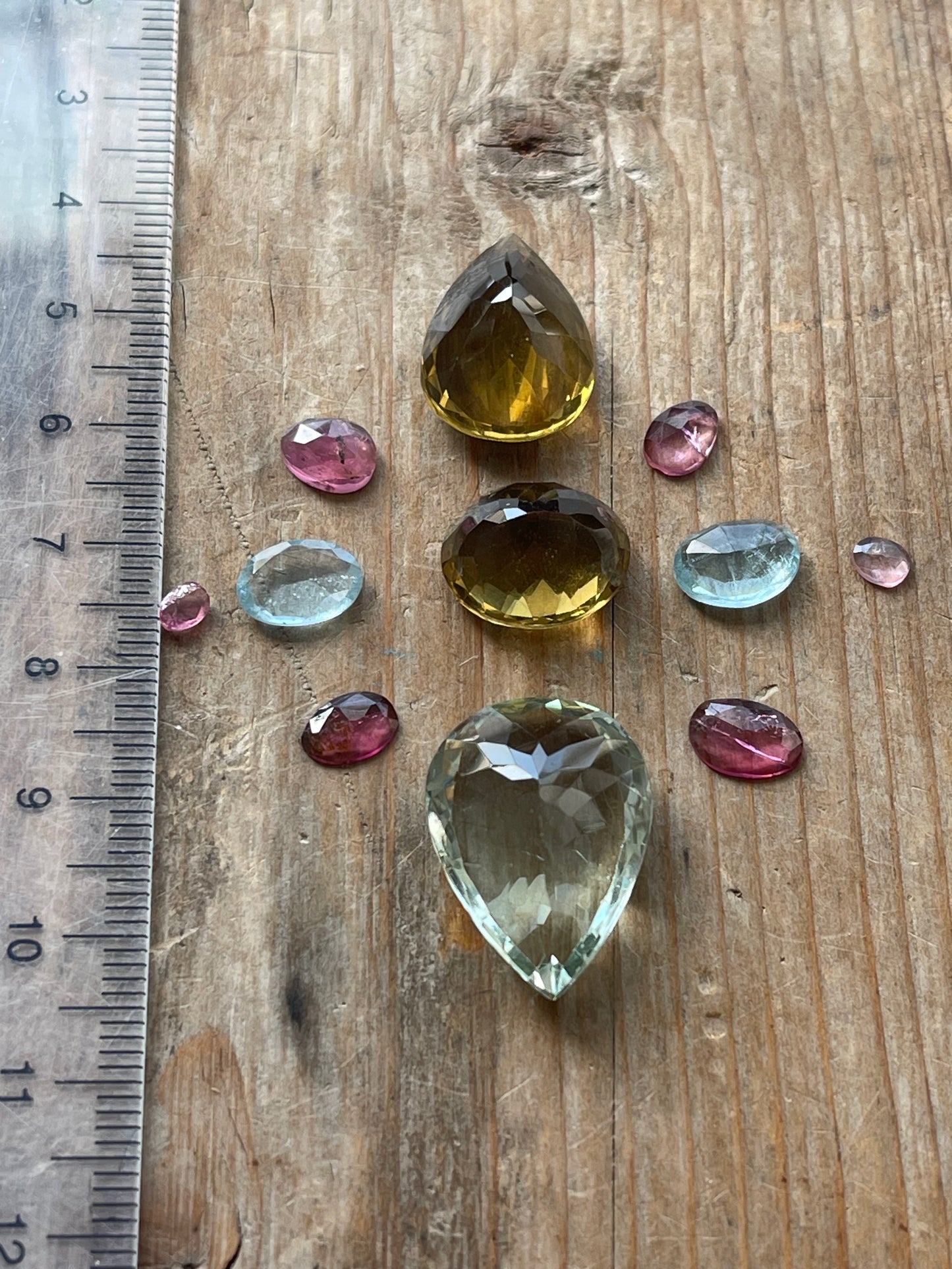 Gemstone Collection 197: Green Amethyst, Aquamarine, Honey Quartz, Rainbow Tourmaline (38 CT)