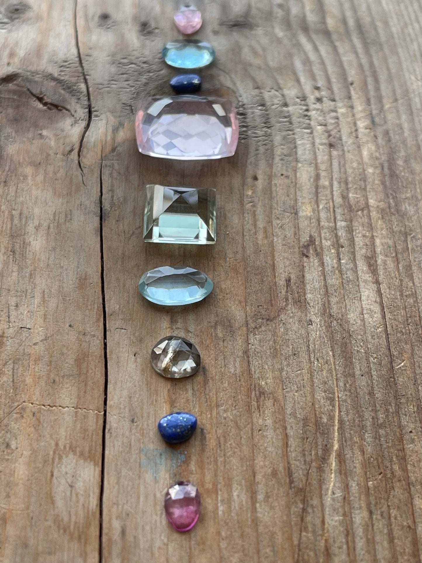 Gemstone Collection 19: Rose Quartz, Green Amethyst, Aquamarine, Rainbow Tourmaline (27CT)