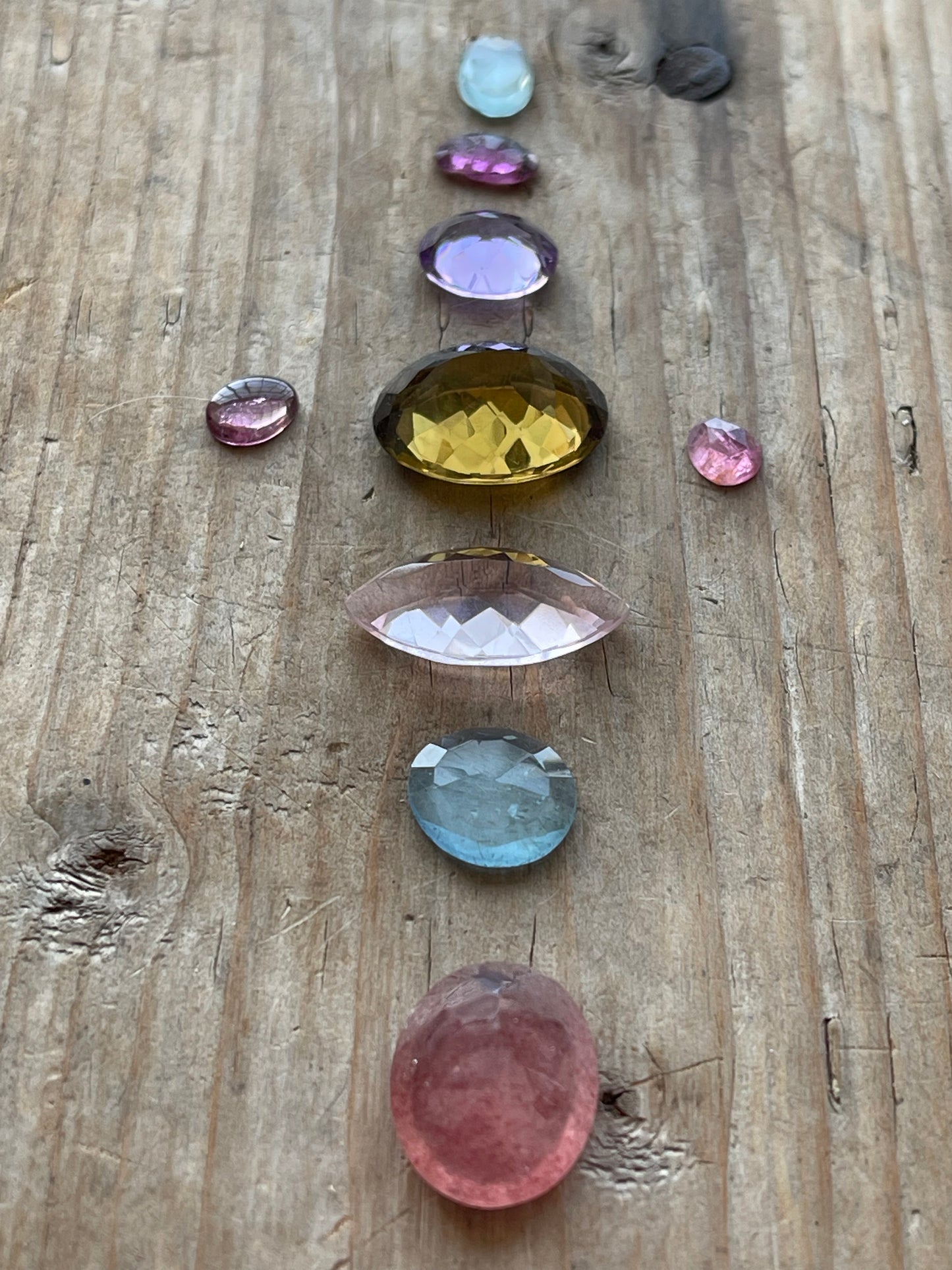 Gemstone Collection 27: Aquamarine, Cherry Quartz, Rose Quartz, Rainbow Tourmaline, Amethyst (37CT)