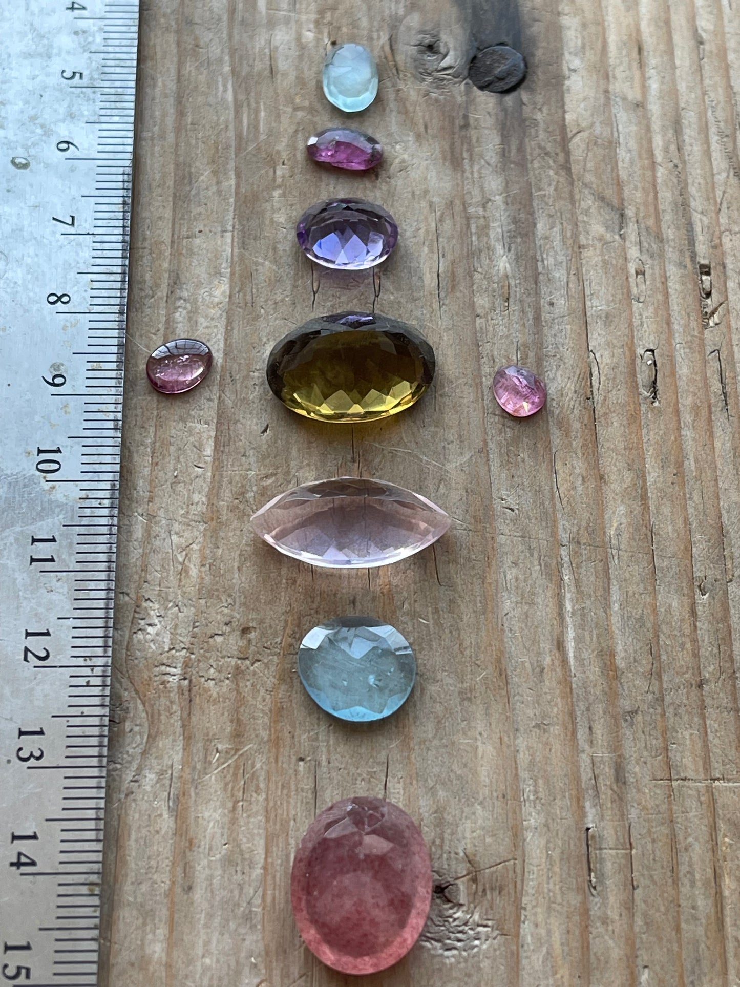 Gemstone Collection 27: Aquamarine, Cherry Quartz, Rose Quartz, Rainbow Tourmaline, Amethyst (37CT)