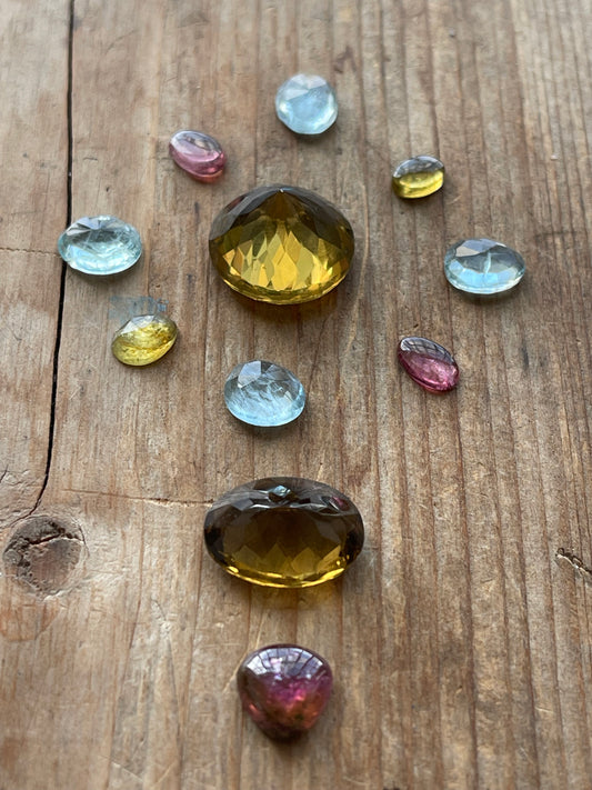 Gemstone Collection 32: Honey Quartz, Rose Quartz, Rainbow Tourmaline, Peridot (34CT)