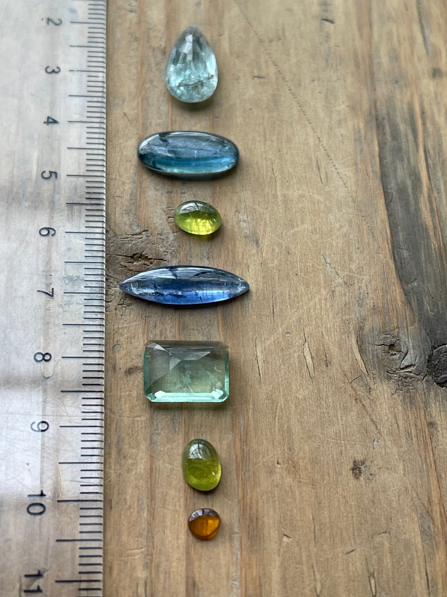 Gemstone Collection 362: Kyanite, Aquamarine, Vesuvianite, Green Amethyst, Brandy Citrine -18CT