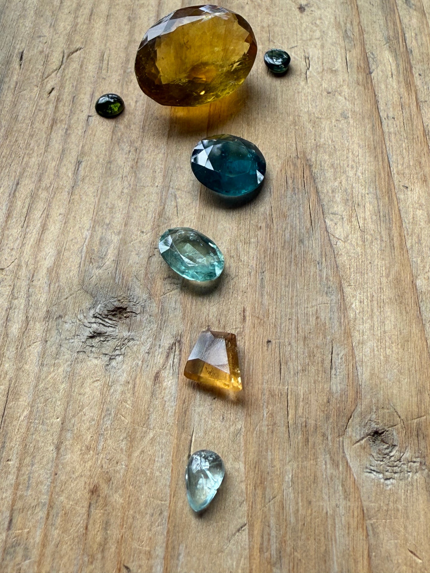 Gemstone Collection 543: Lemon Quartz, Kyanite, Citrine Faceted, Rainbow Tourmaline - 34 CT