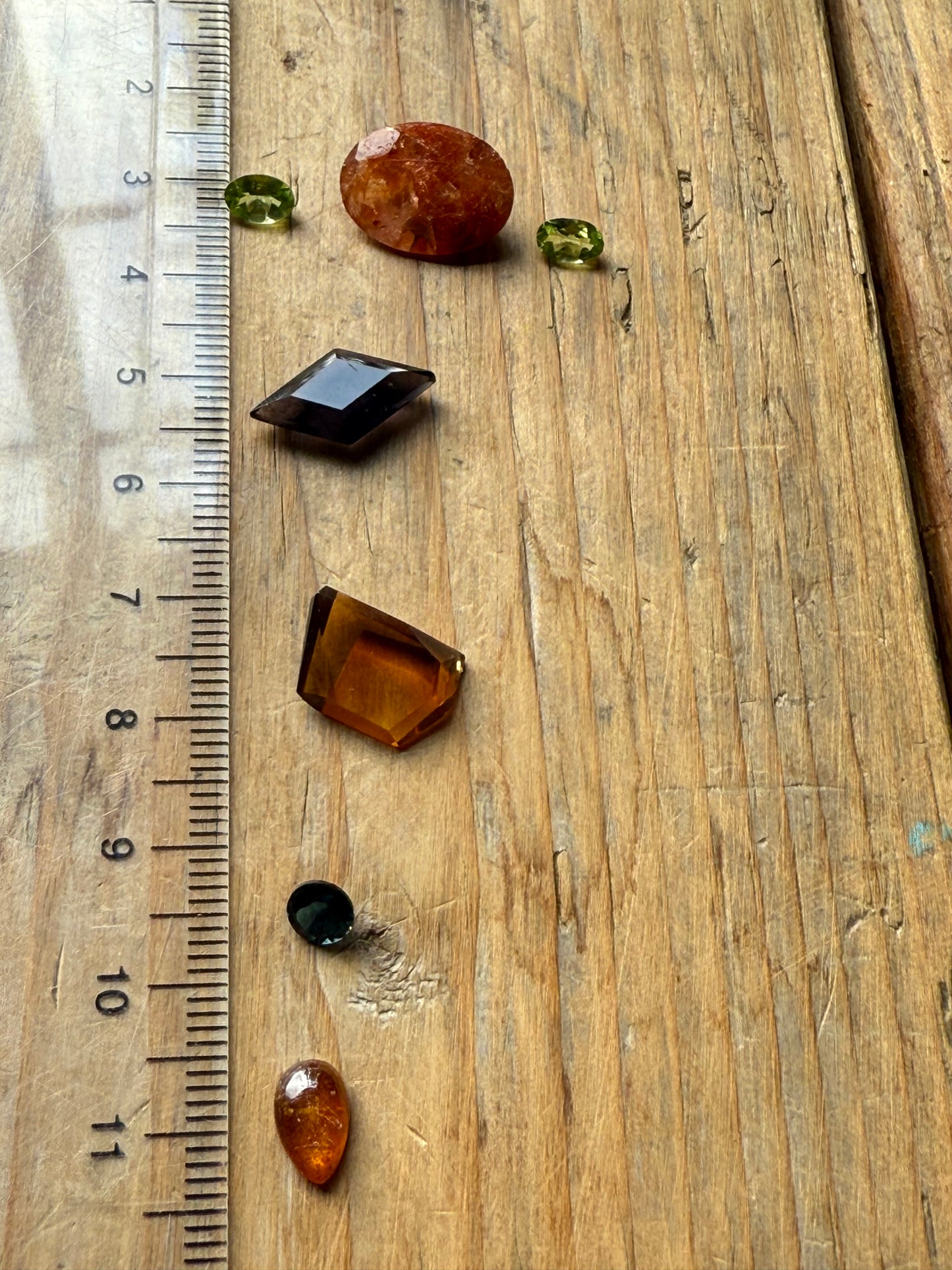 Gemstone Collection 550: Red Inclusion Quartz, Fancy Citrine, Rainbow Tourmaline, Blue Topaz, Peridot - 15 CT